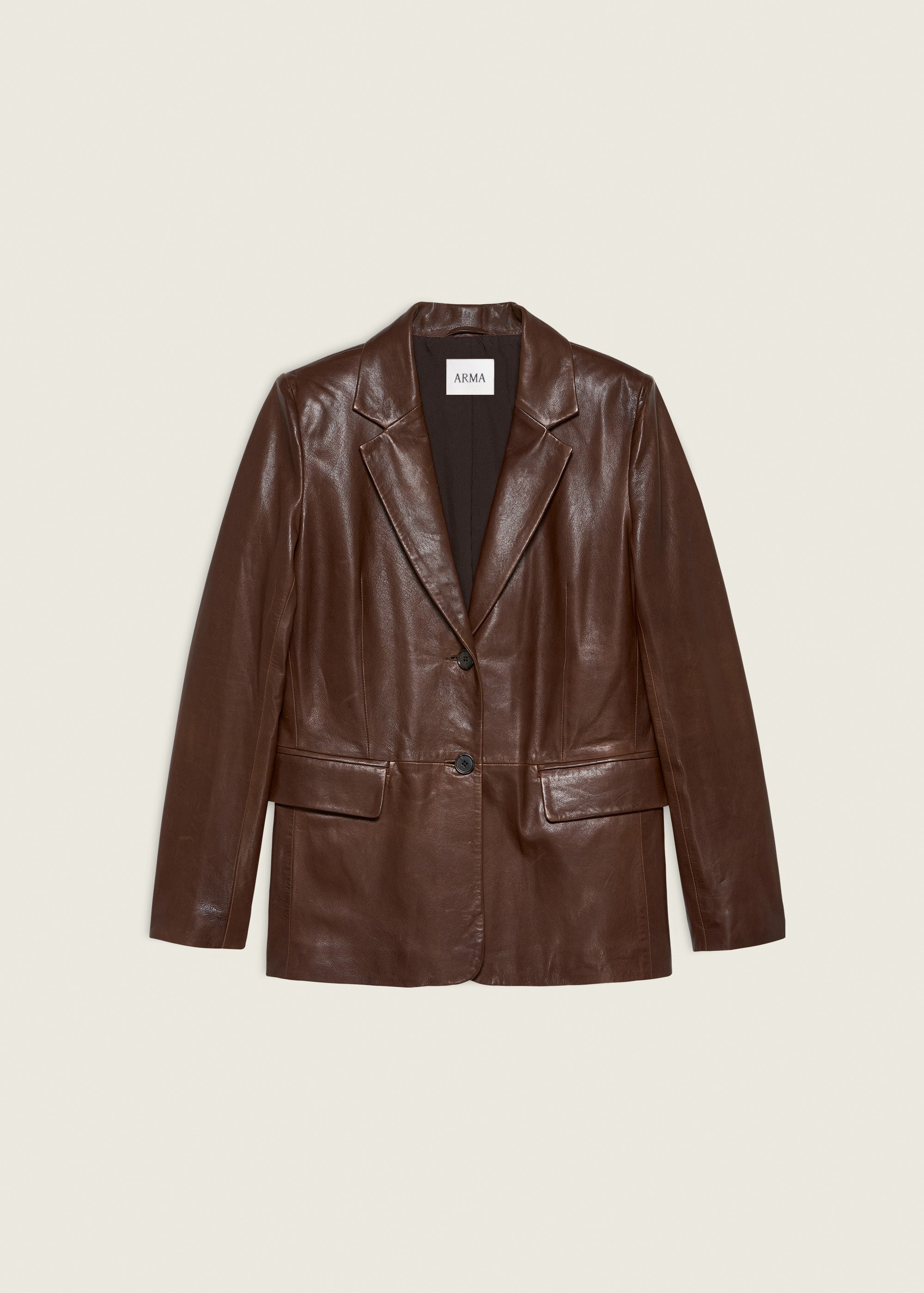 SEMA | Leather Blazer | Mud Brown