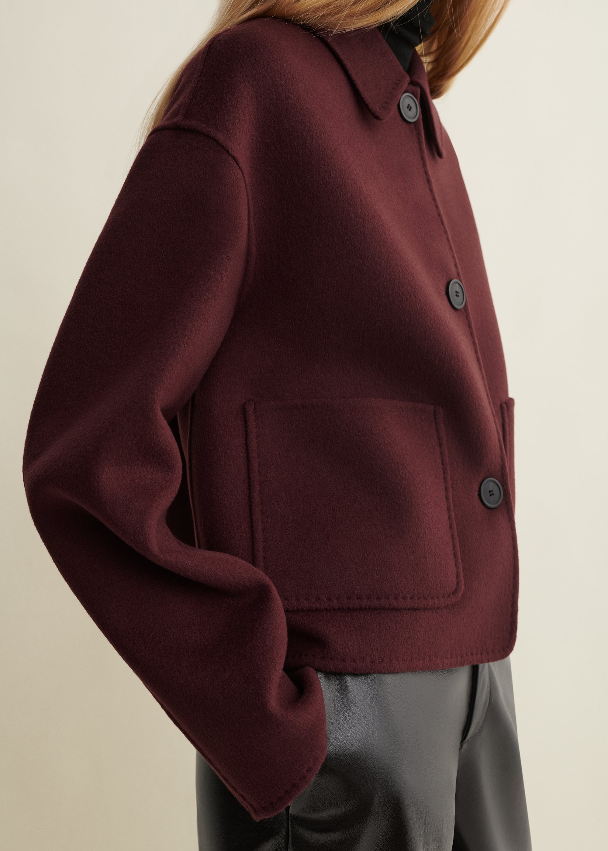 KERRY | Cropped Wool Jacket | Mahogany