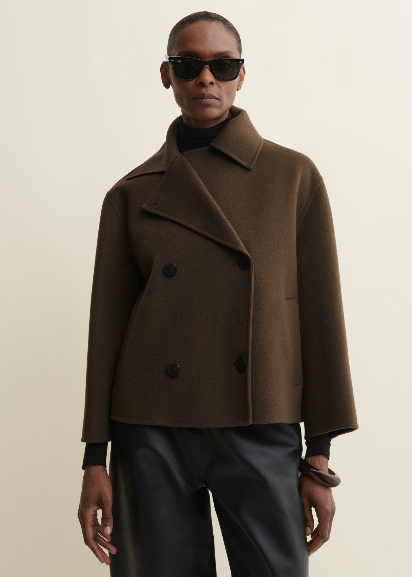 MANILA | Cropped A-line Wool Jacket | Earth Green