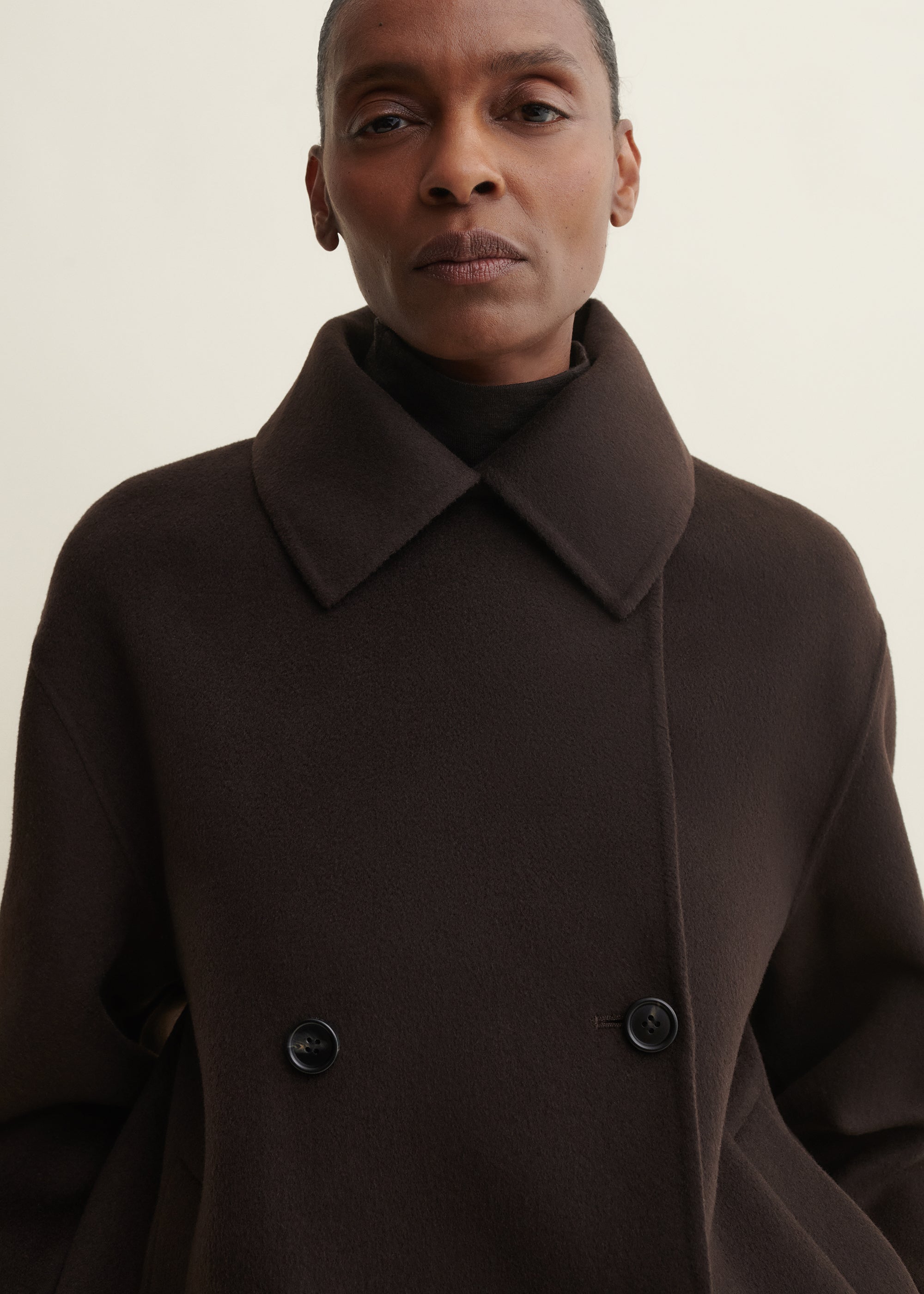 MANILA | Cropped A-line Wool Jacket | Umber