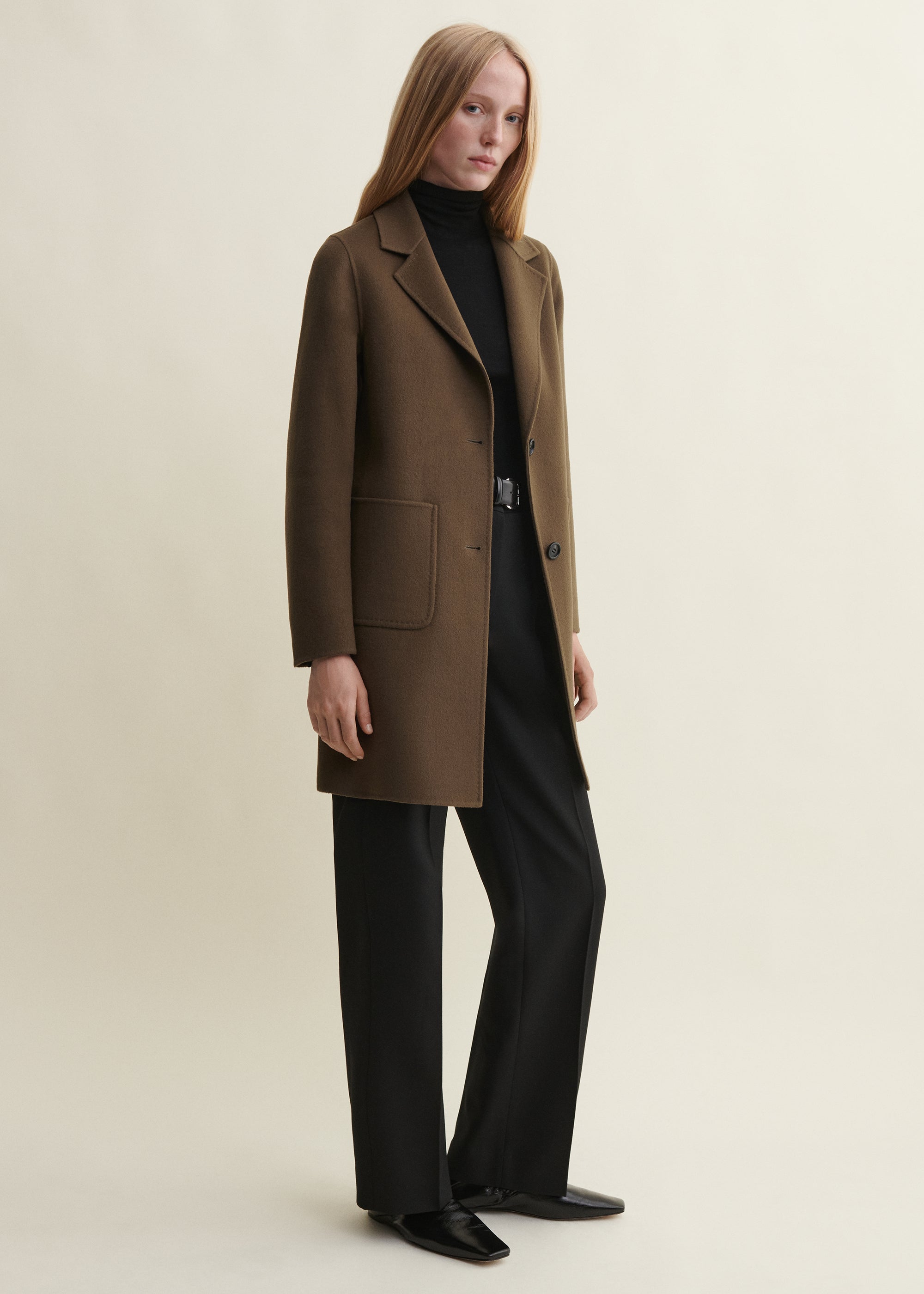 LUCERAM | Single-breasted Wool Coat | EARTH GREEN
