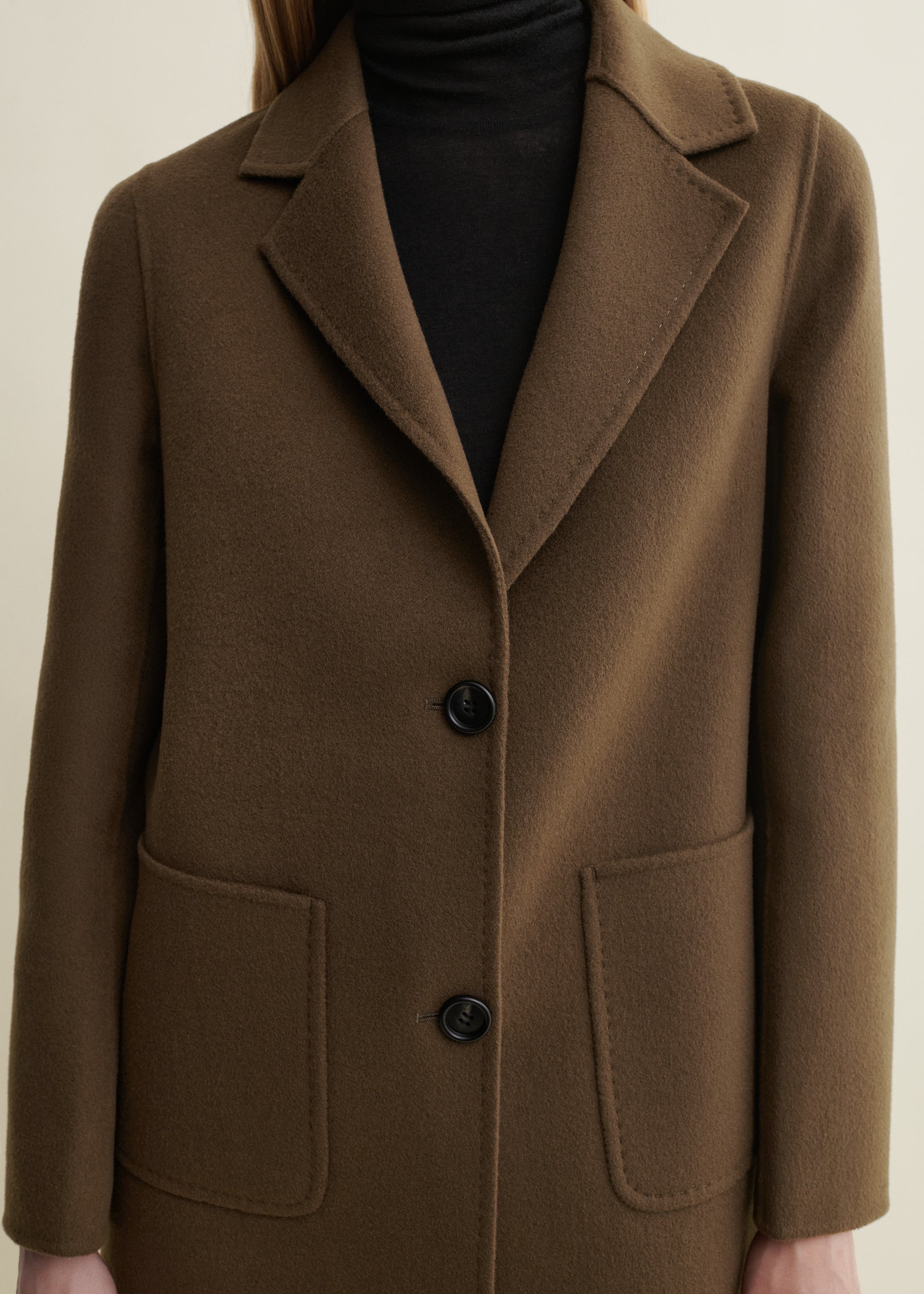 LUCERAM | Single-breasted Wool Coat | EARTH GREEN