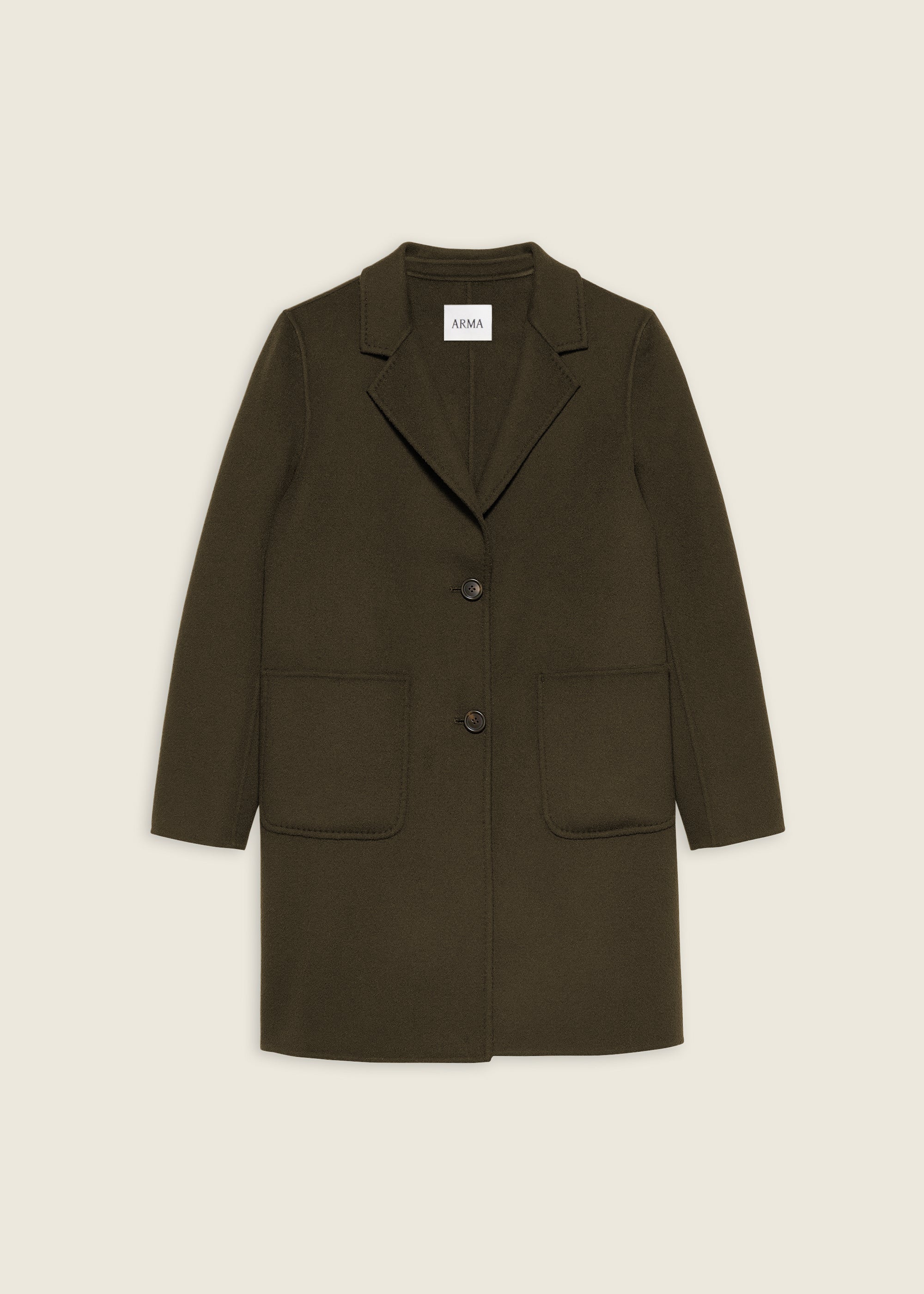 LUCERAM | Single-breasted Wool Coat | EARTH GREEN