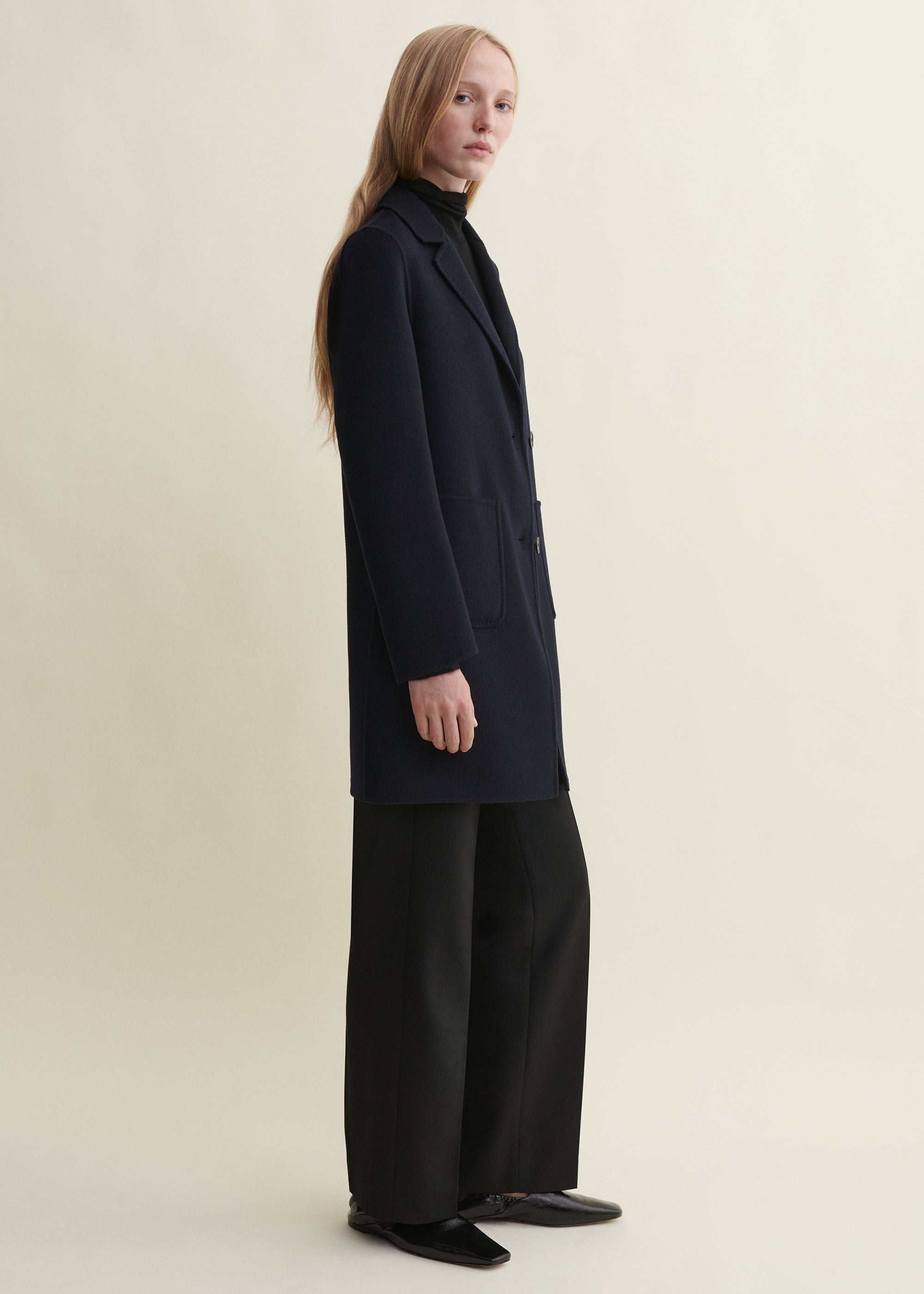 LUCERAM | Single-breasted Wool Coat | NIGHT