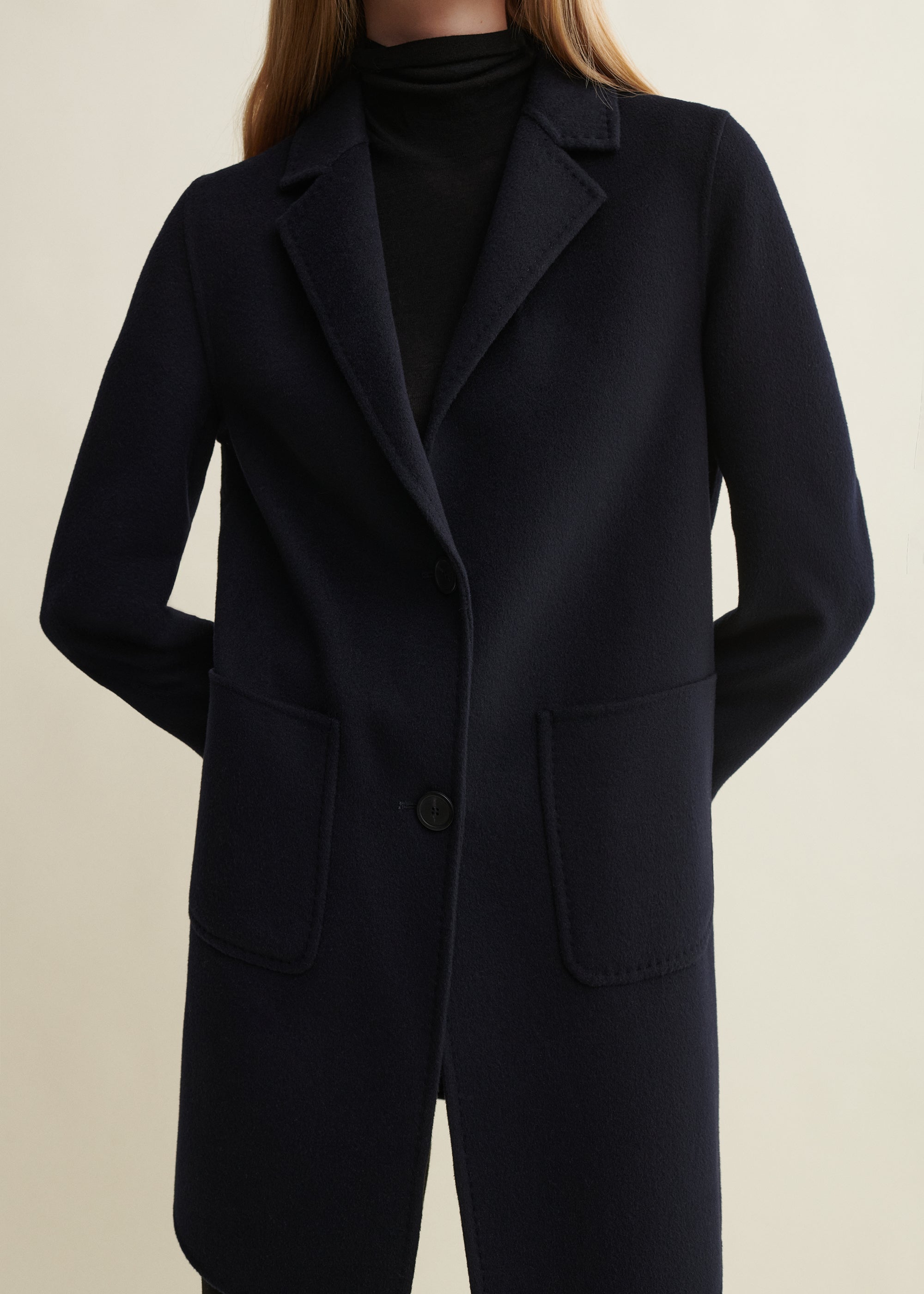 LUCERAM | Single-breasted Wool Coat | NIGHT