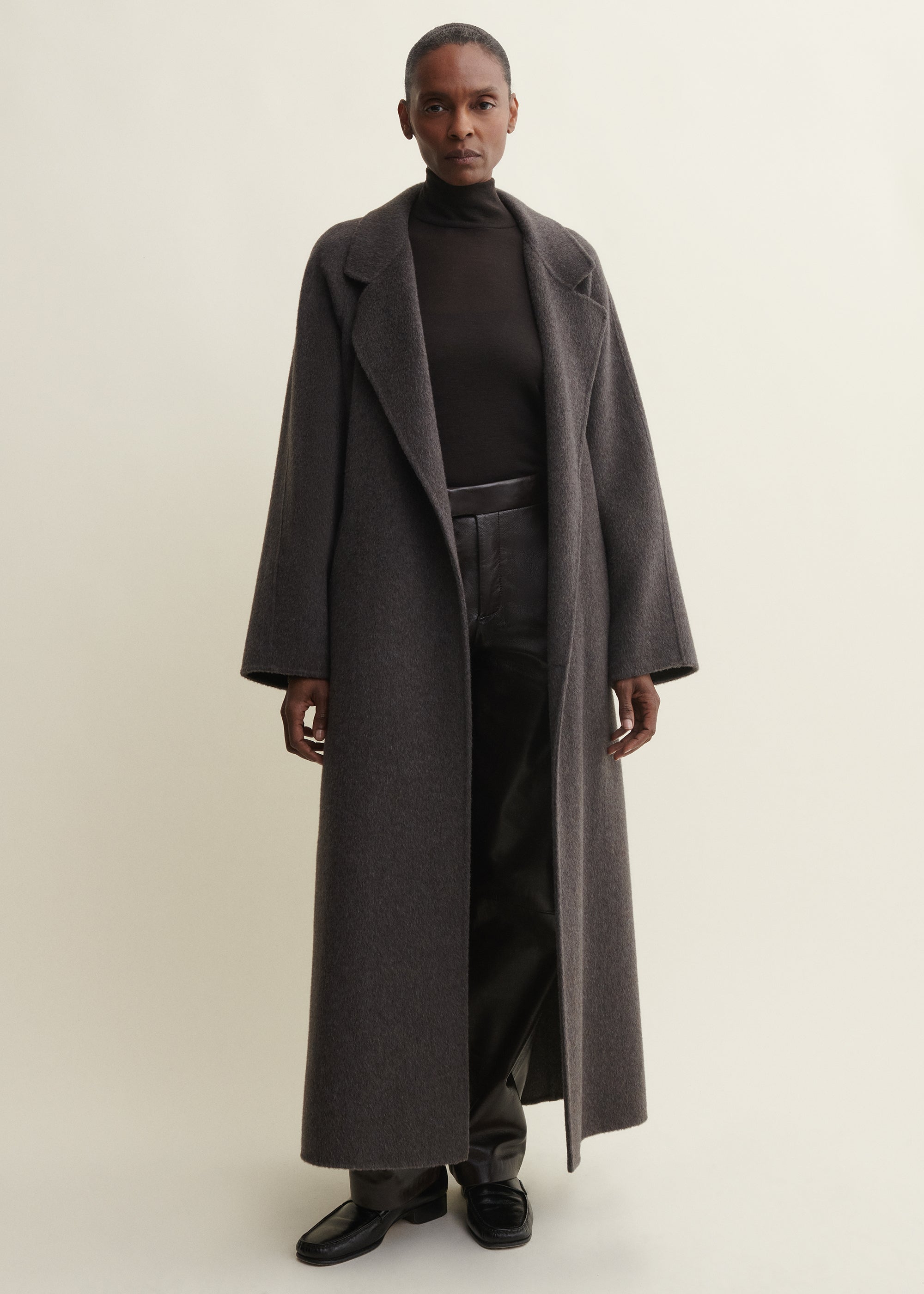 NOUK | Hairy Wool Coat | WARM GREY