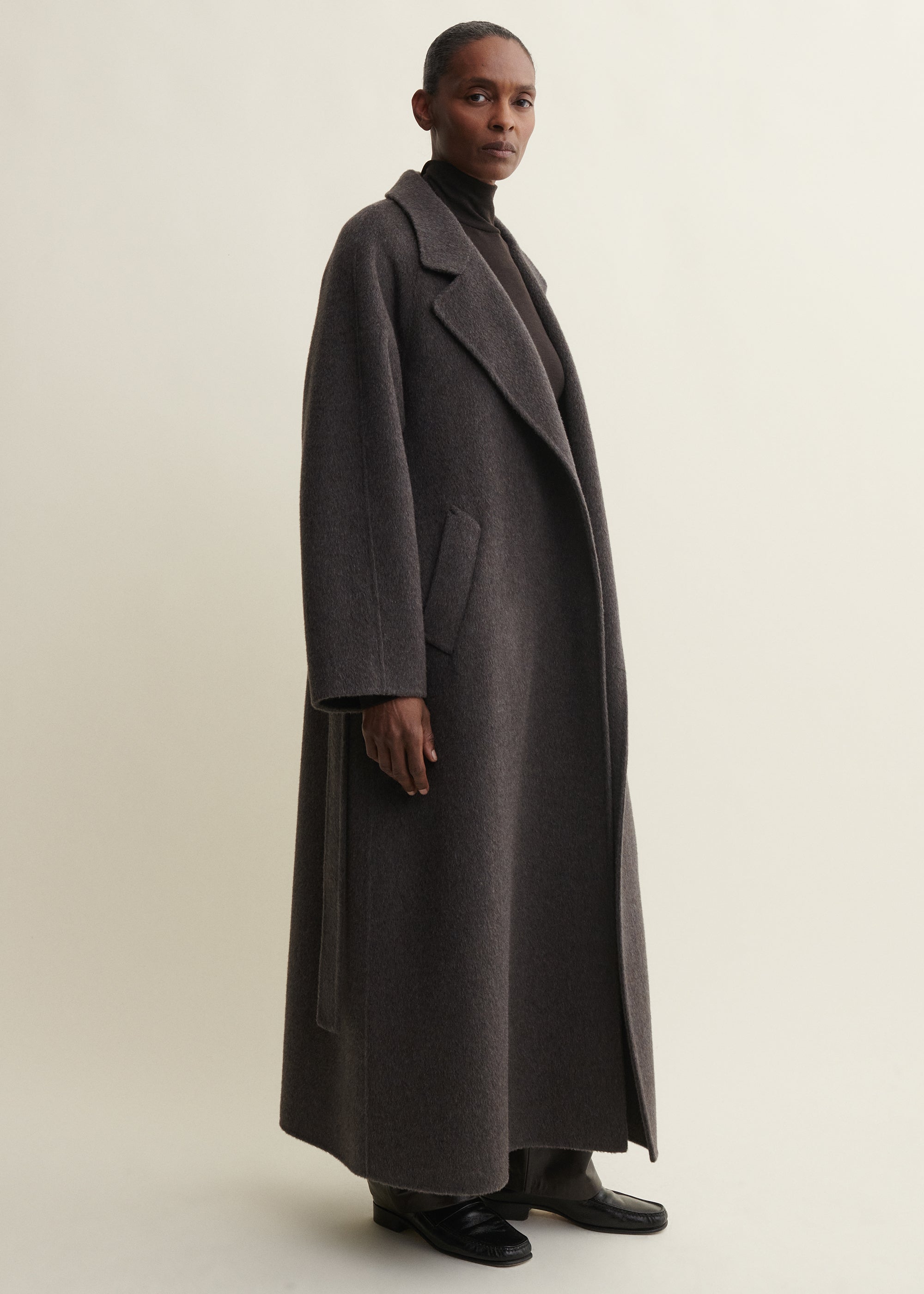 NOUK | Hairy Wool Coat | WARM GREY