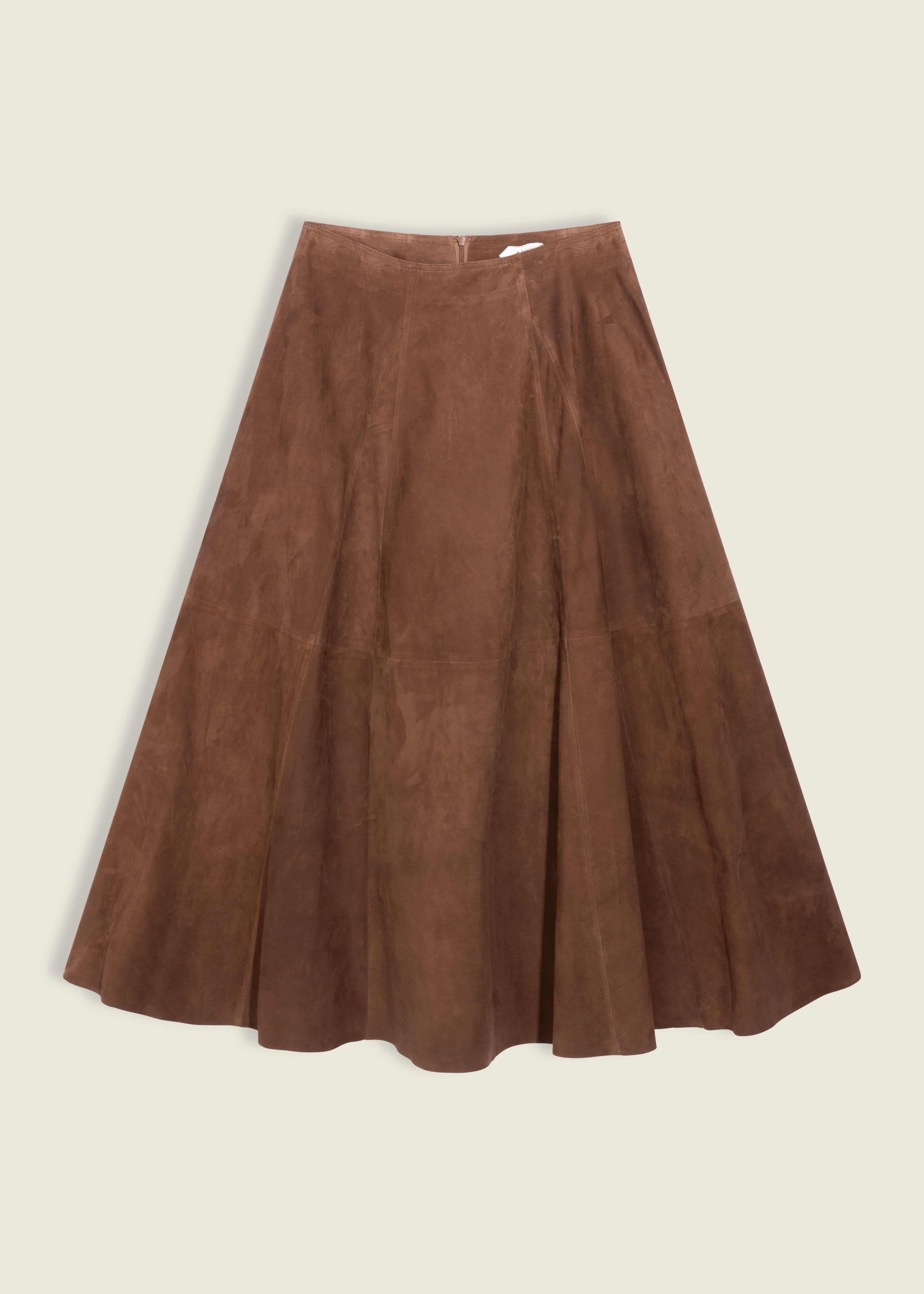 ELENI | Leather A-line Skirt | Saddle
