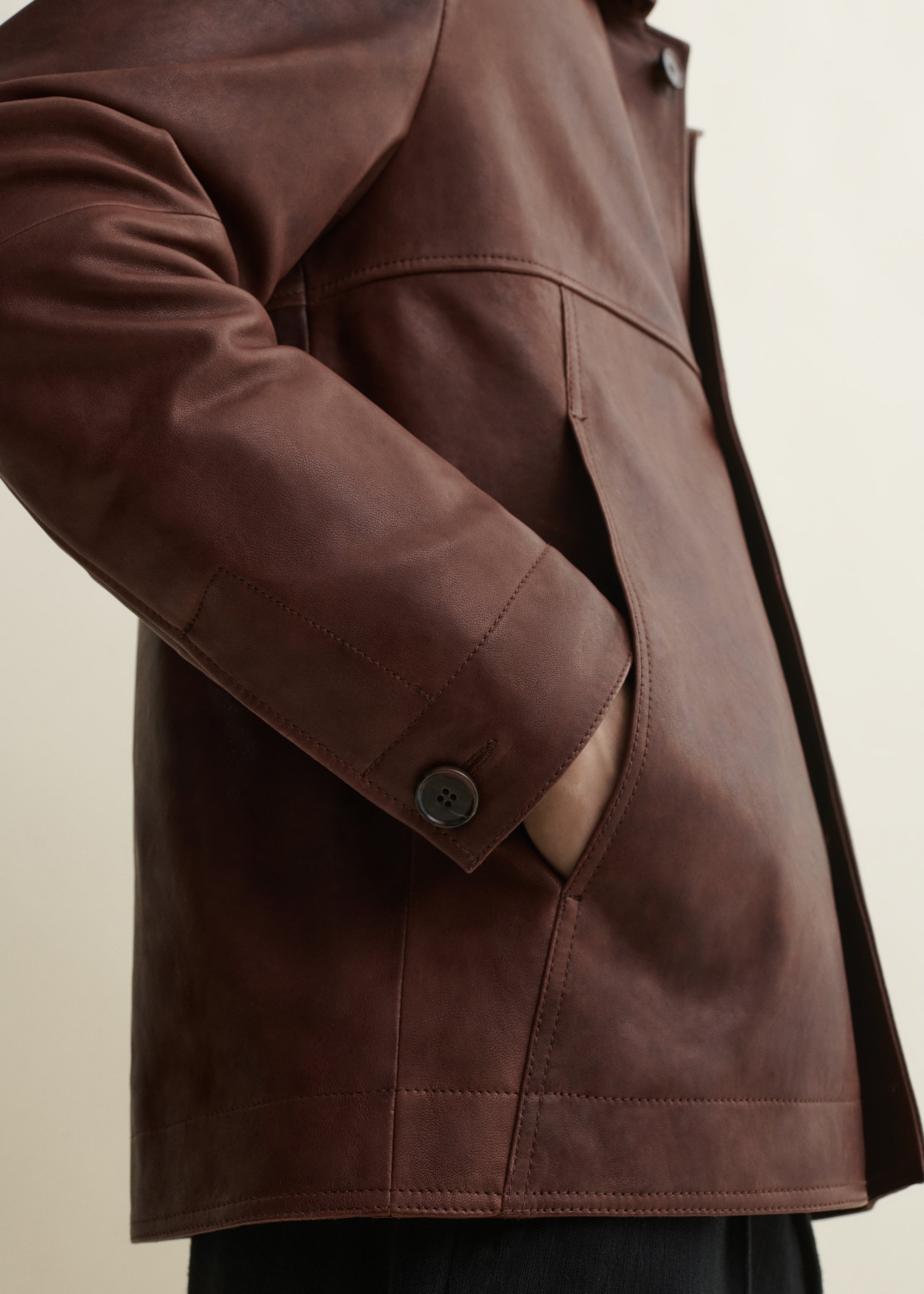 STEEP | Leather Jacket | Whiskey