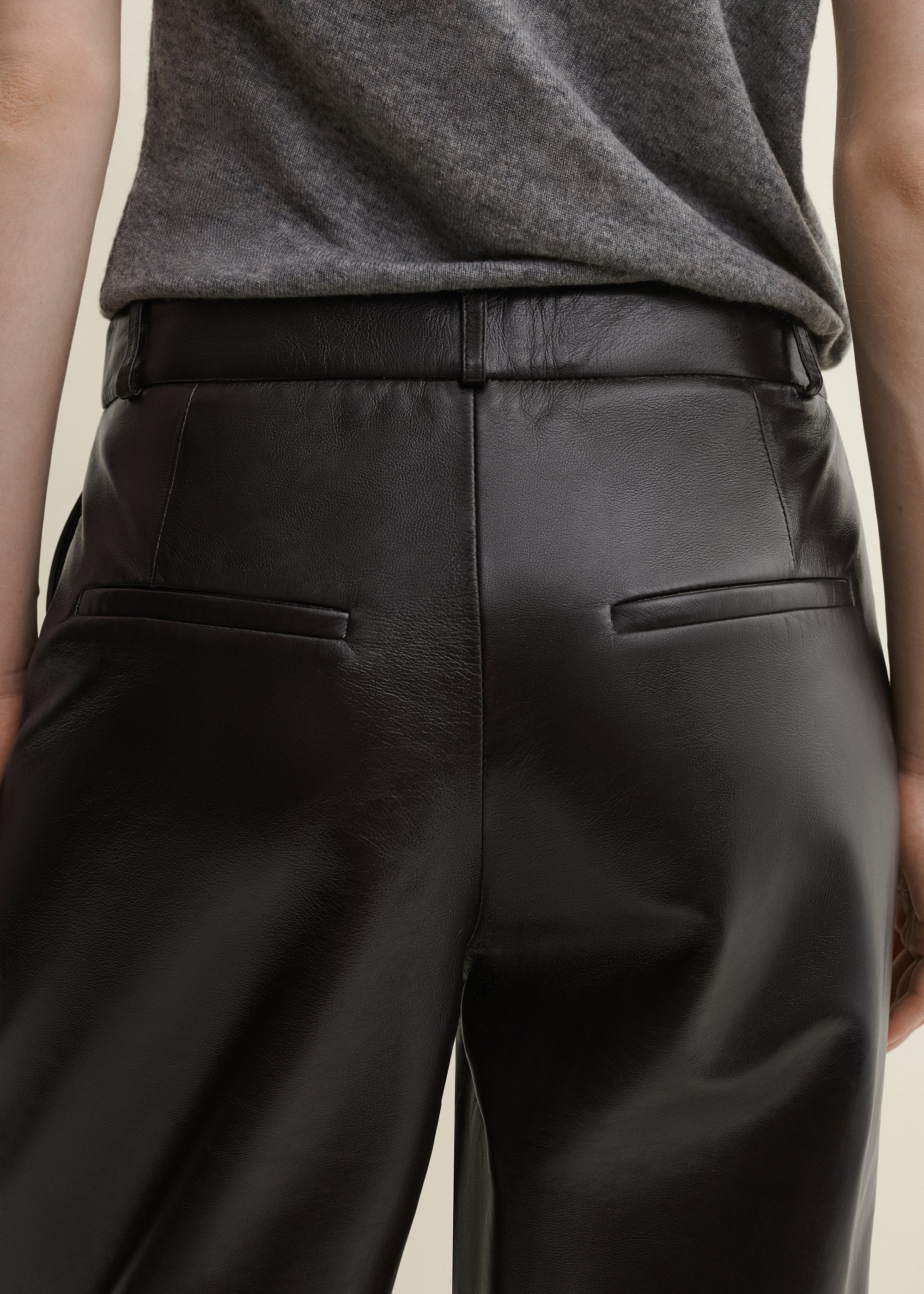 CAMI | Leather Straight Trousers | BLACK