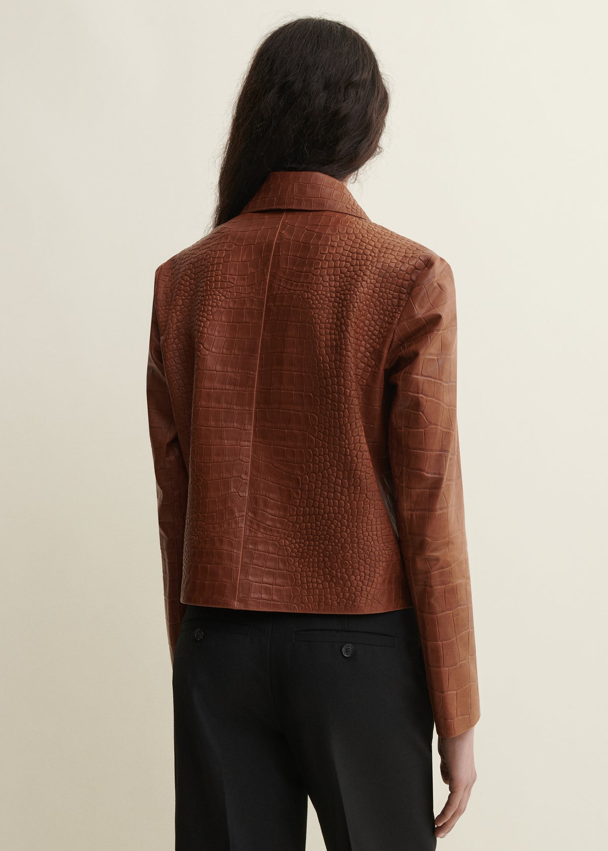 Emy | Leather Croco Jacket | Camel