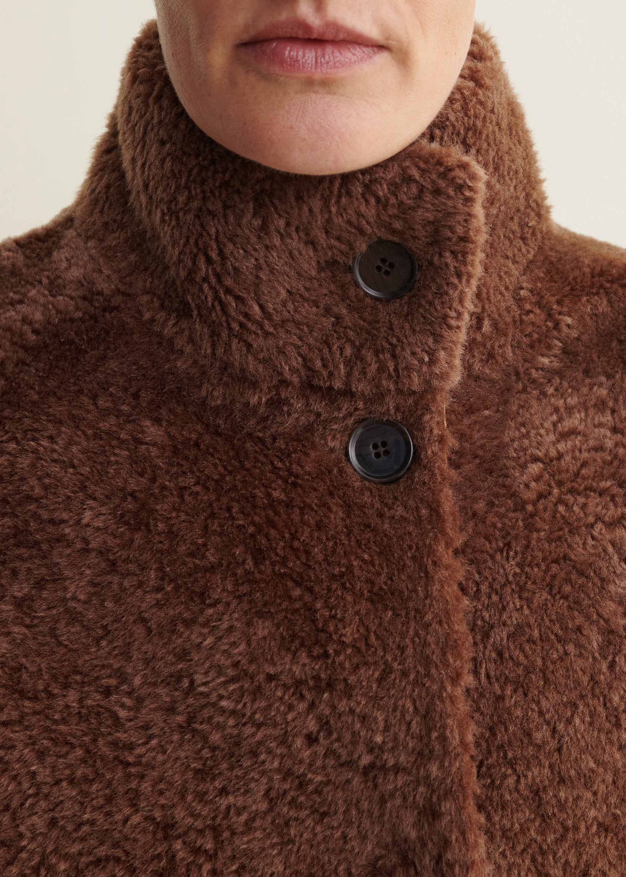 ARIANA | High Colar Shearling Jacket | Acorn