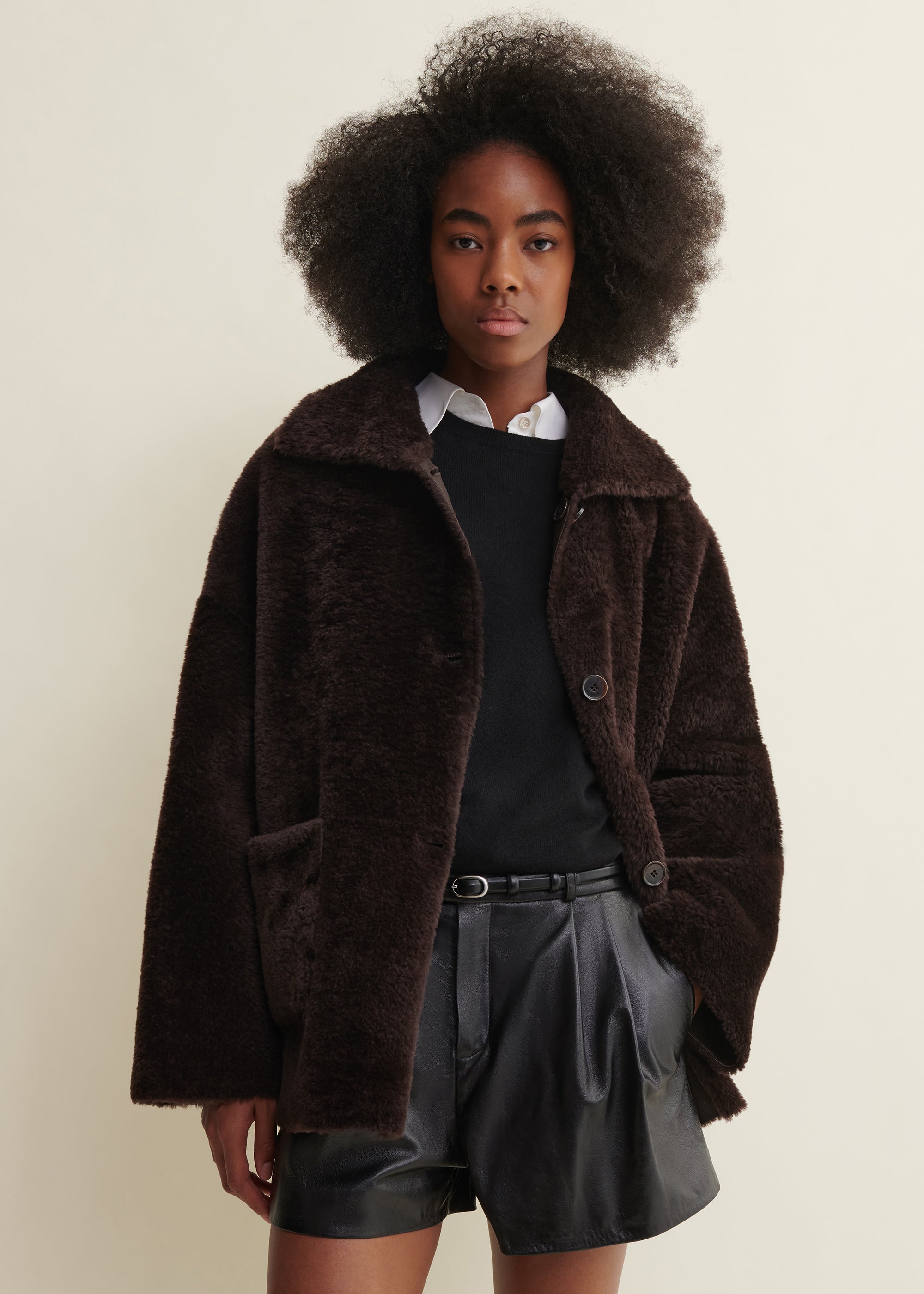 ISABELLA | Reversible Shearling Jacket | Coffee Bean
