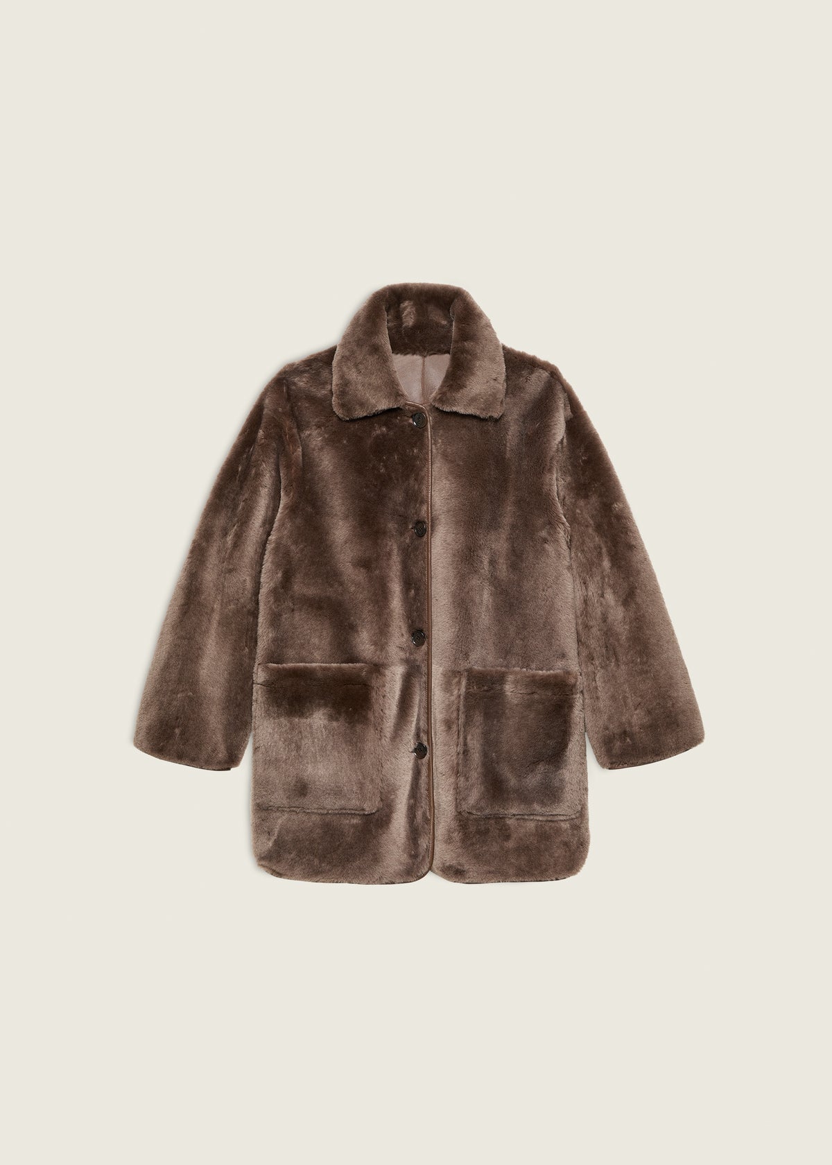 NICOLA | Reversible Shearling Coat | Wood