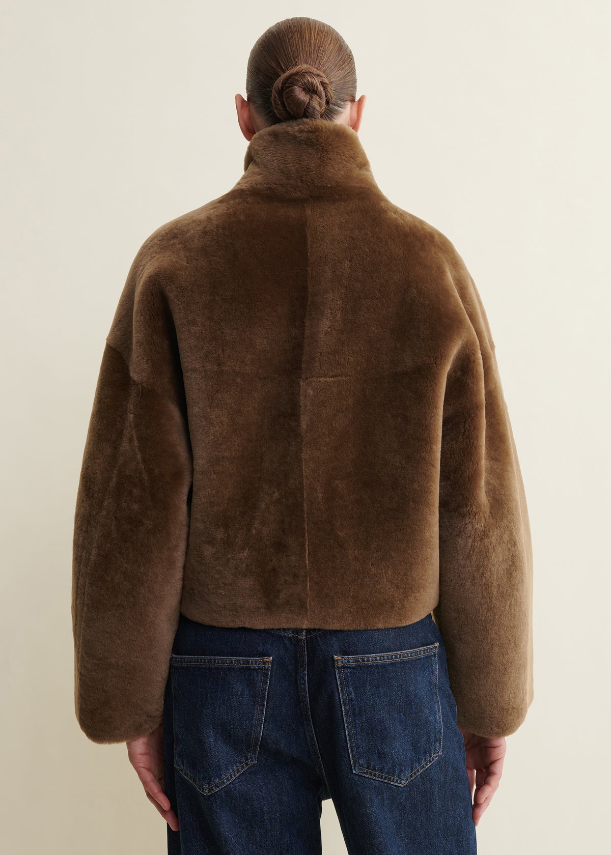INDY | Funnel Neck Shearling Jacket | Teak