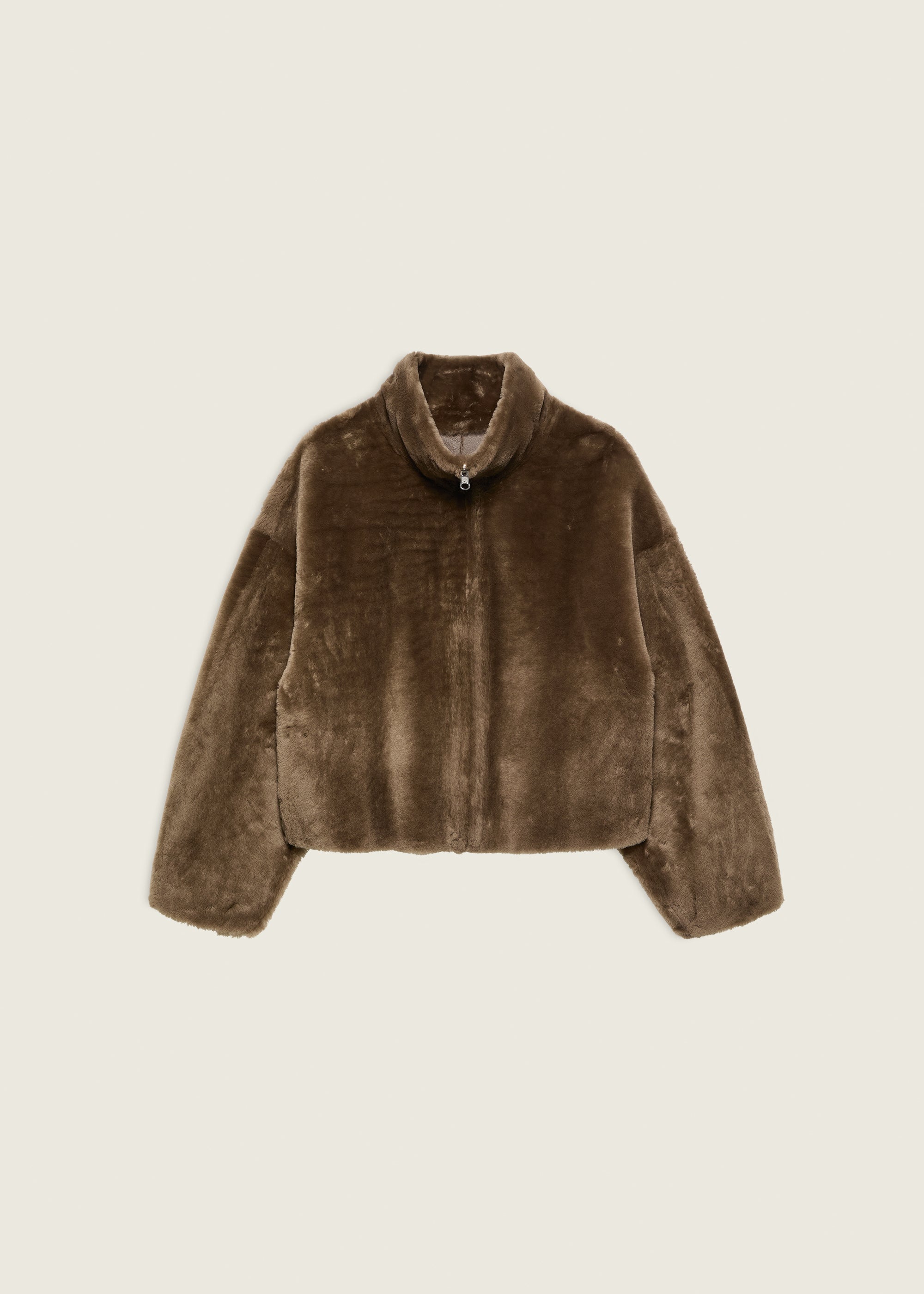 INDY | Funnel Neck Shearling Jacket | Teak