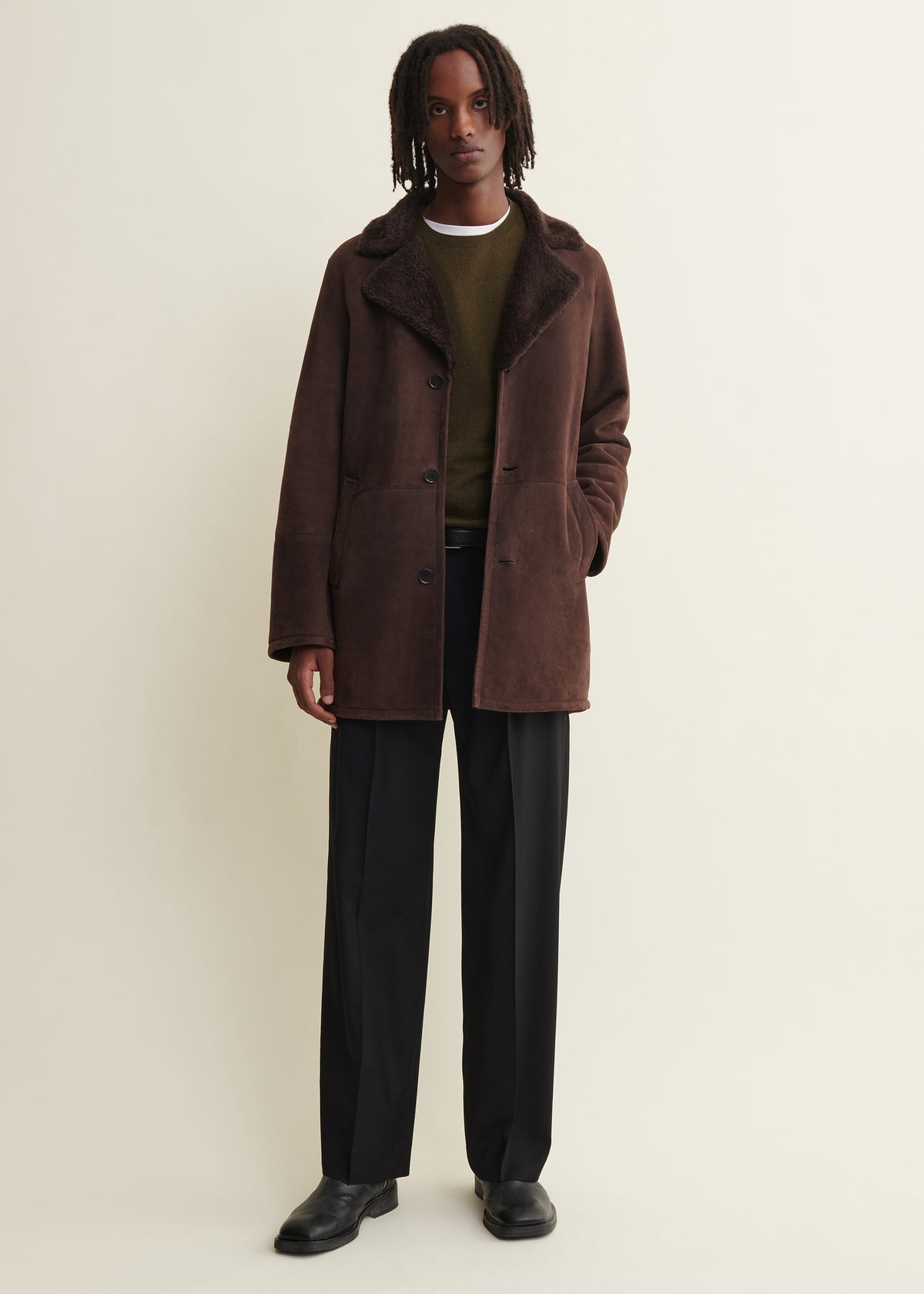 Bohdan | Shearling Coat | Mud Brown