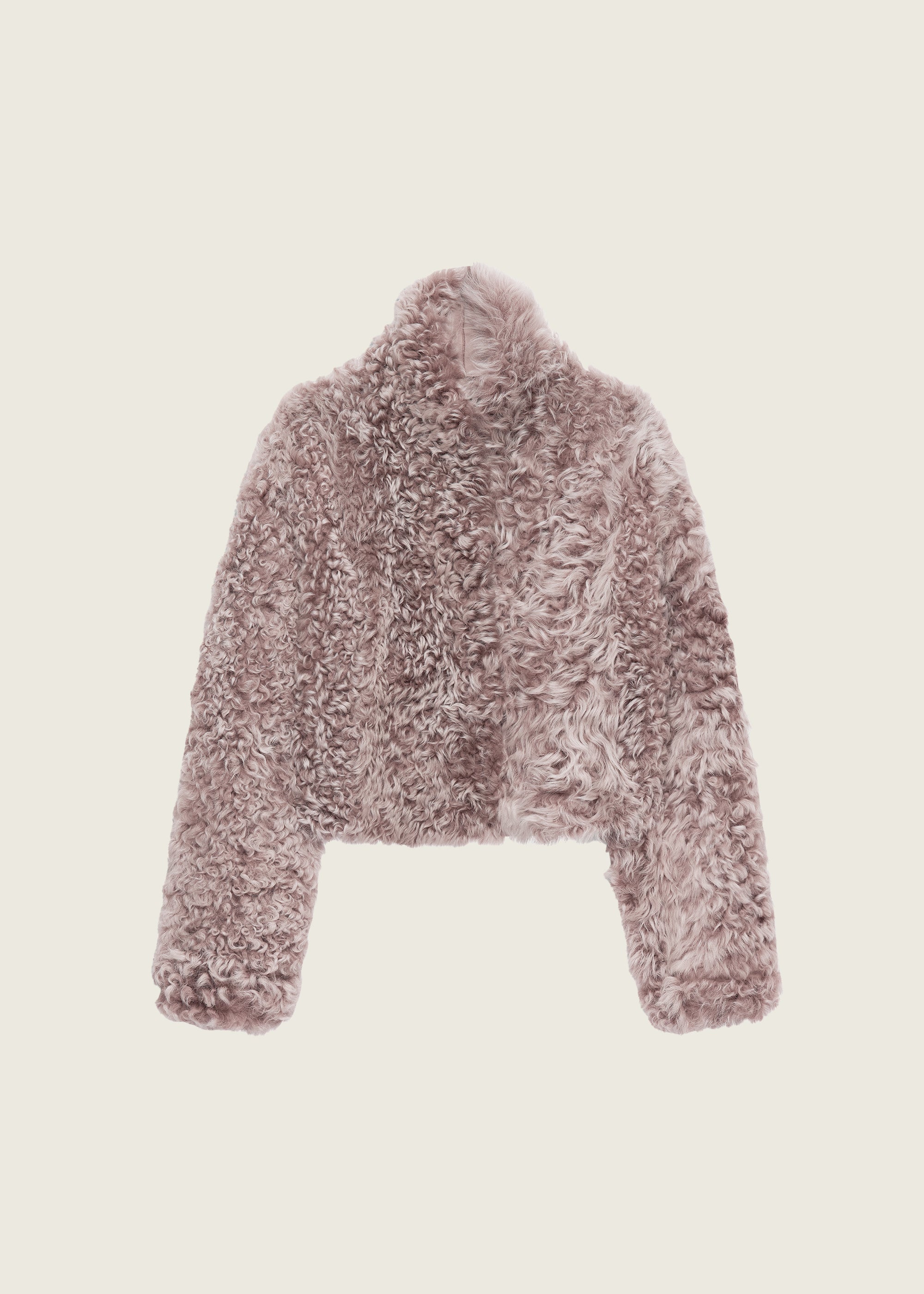 MOONEY | Cropped Curly Shearling Jacket | Camel