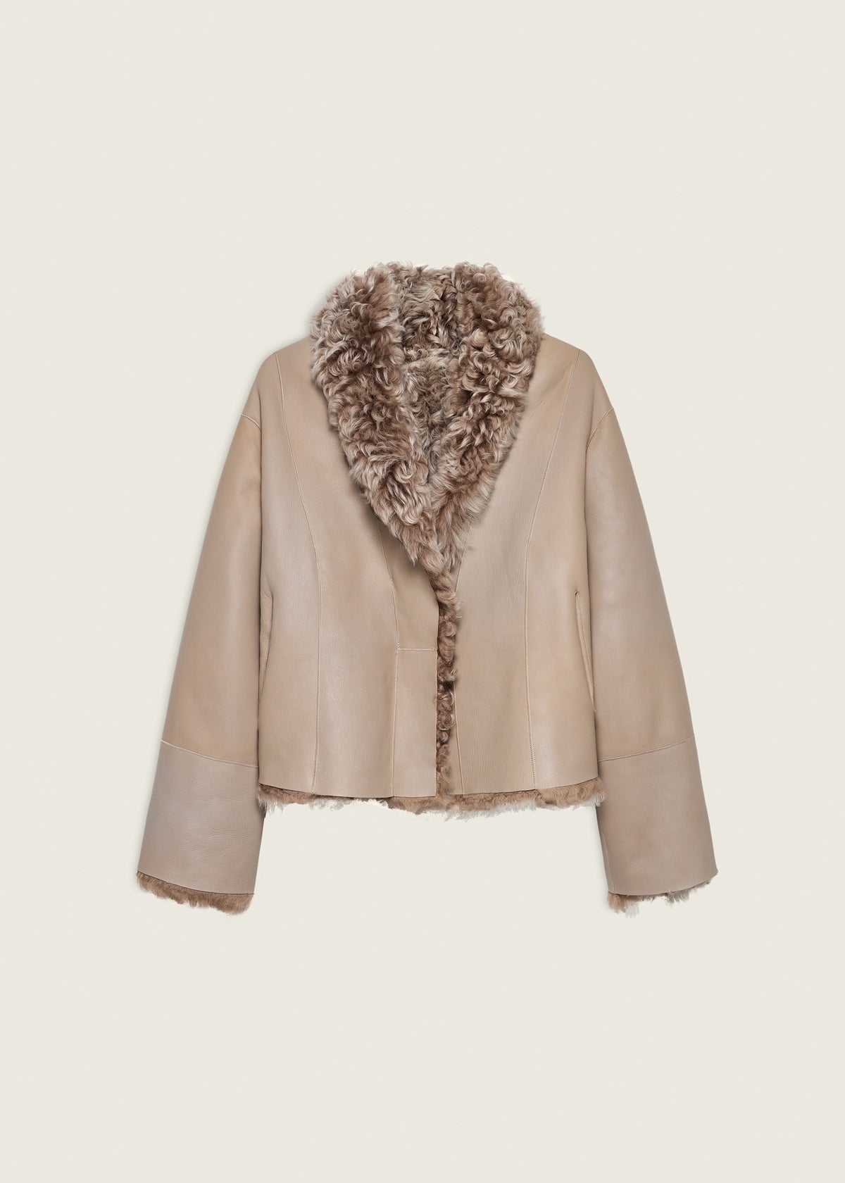 Mooney | Reversible Curly Shearling Jacket | Camel