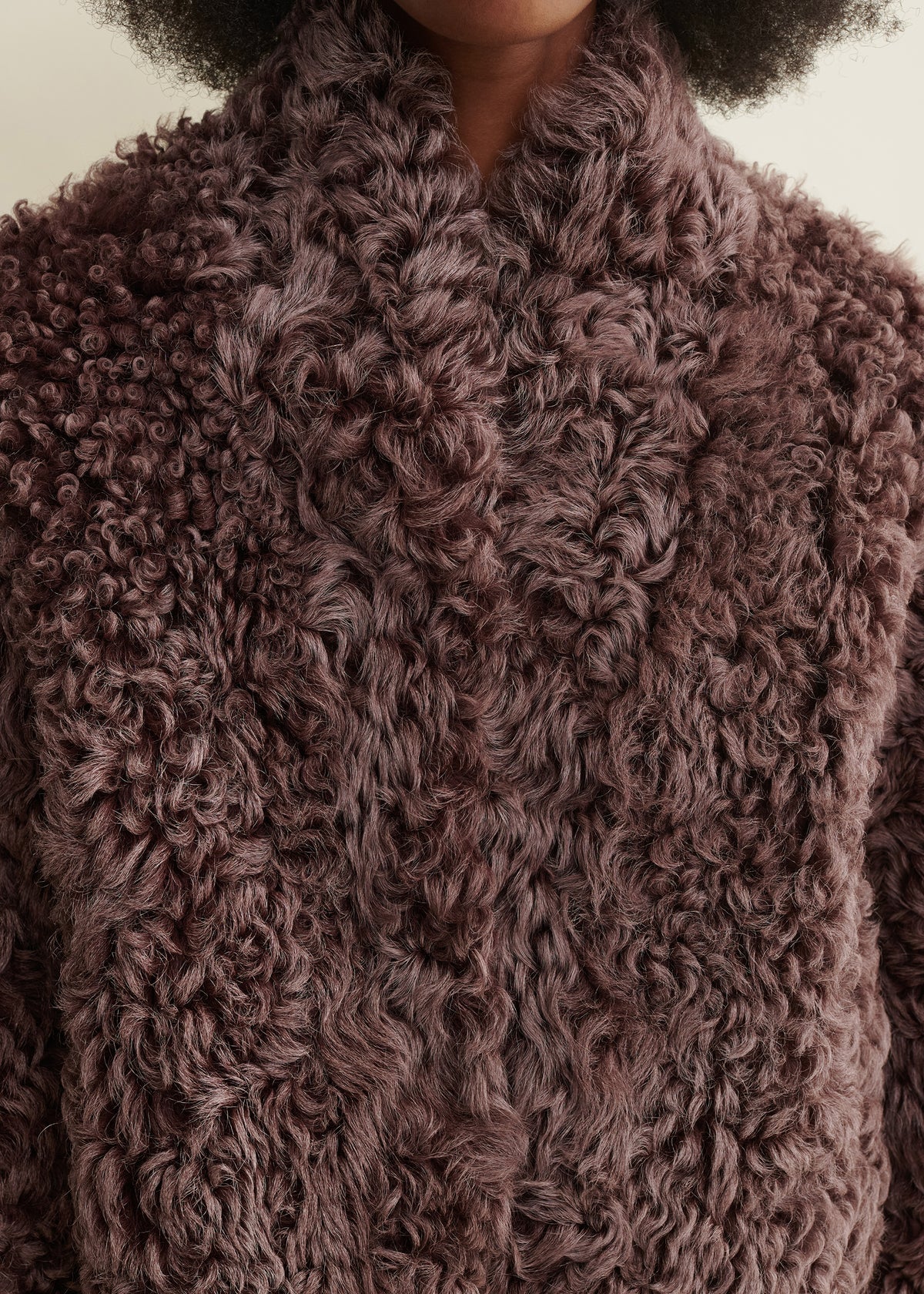 Mooney | Reversible Curly Shearling Jacket | Mahogany