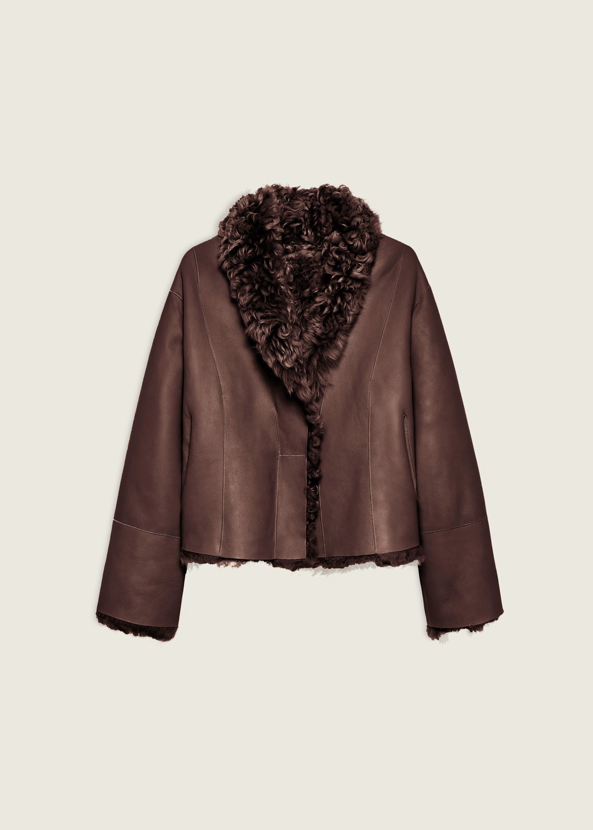 Mooney | Reversible Curly Shearling Jacket | Mahogany