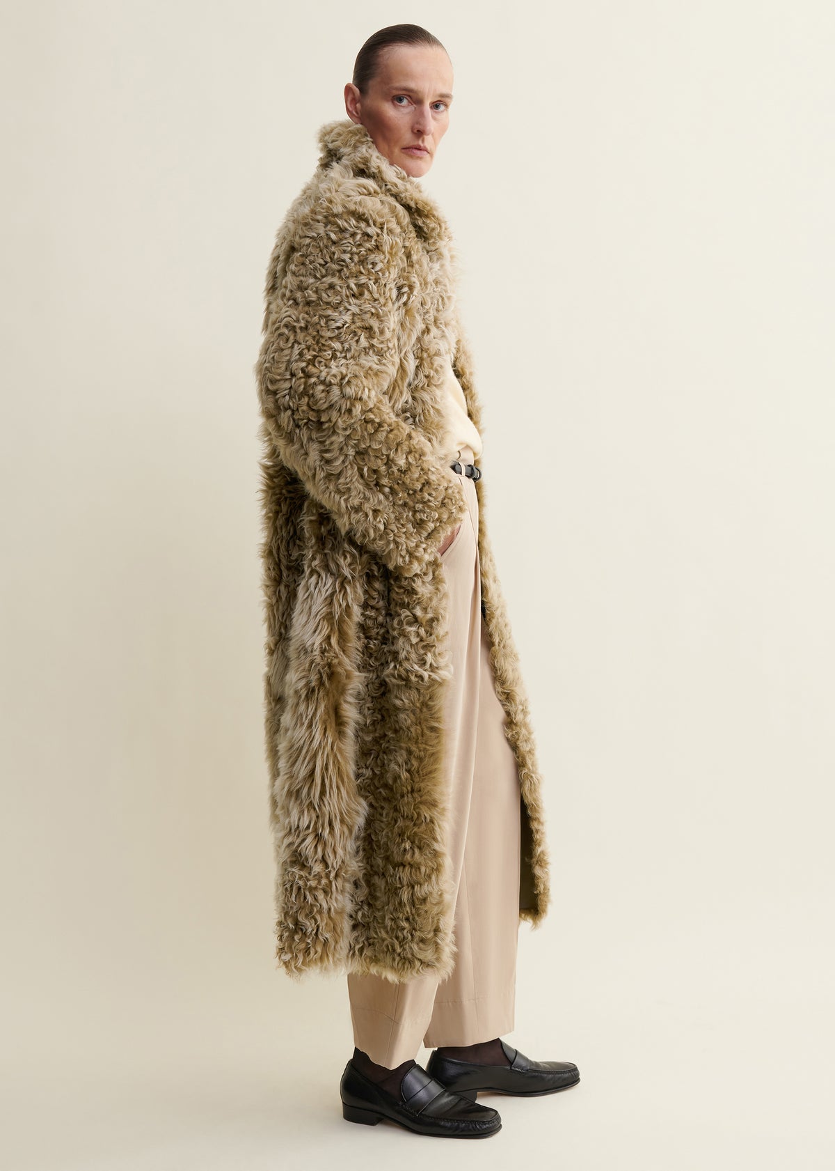 CRISTINA | Shearling Coat | Olive