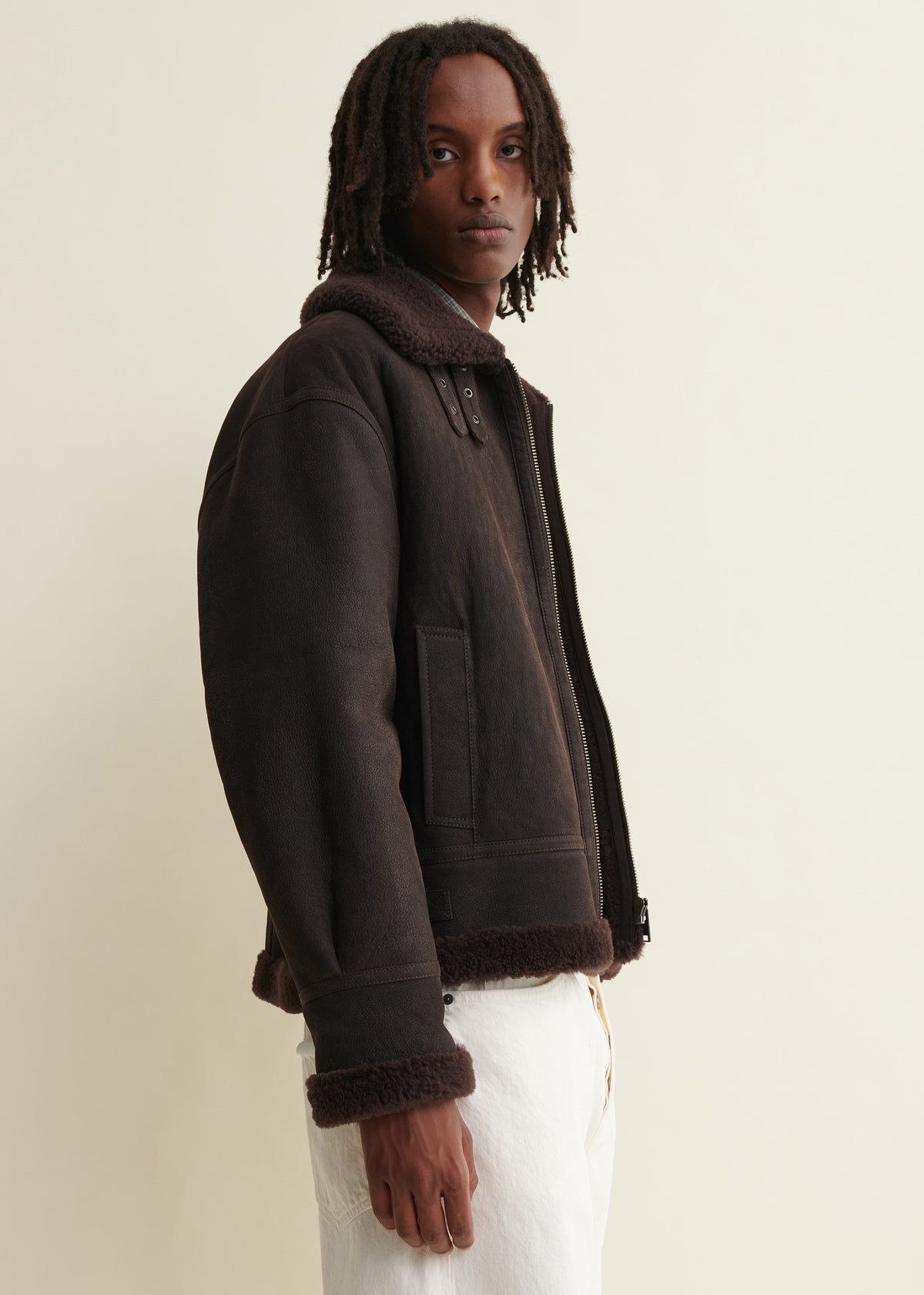 Sano | Shearling Aviator jacket | Mud Brown
