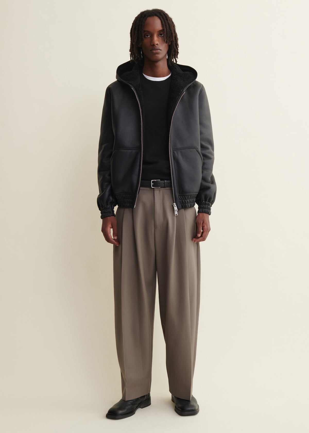 Malen | Hooded Shearling jacket | Black