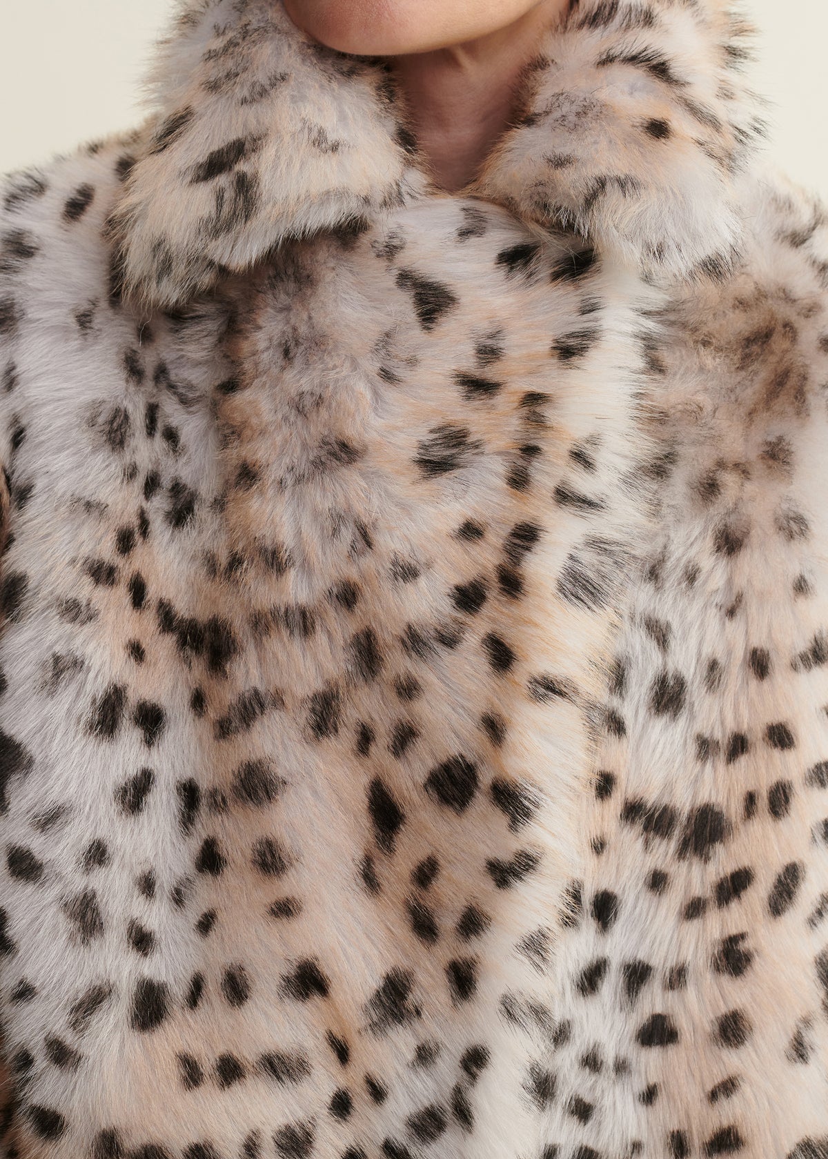 Cynthia | Reversible Shearling Coat | Snow Leopard