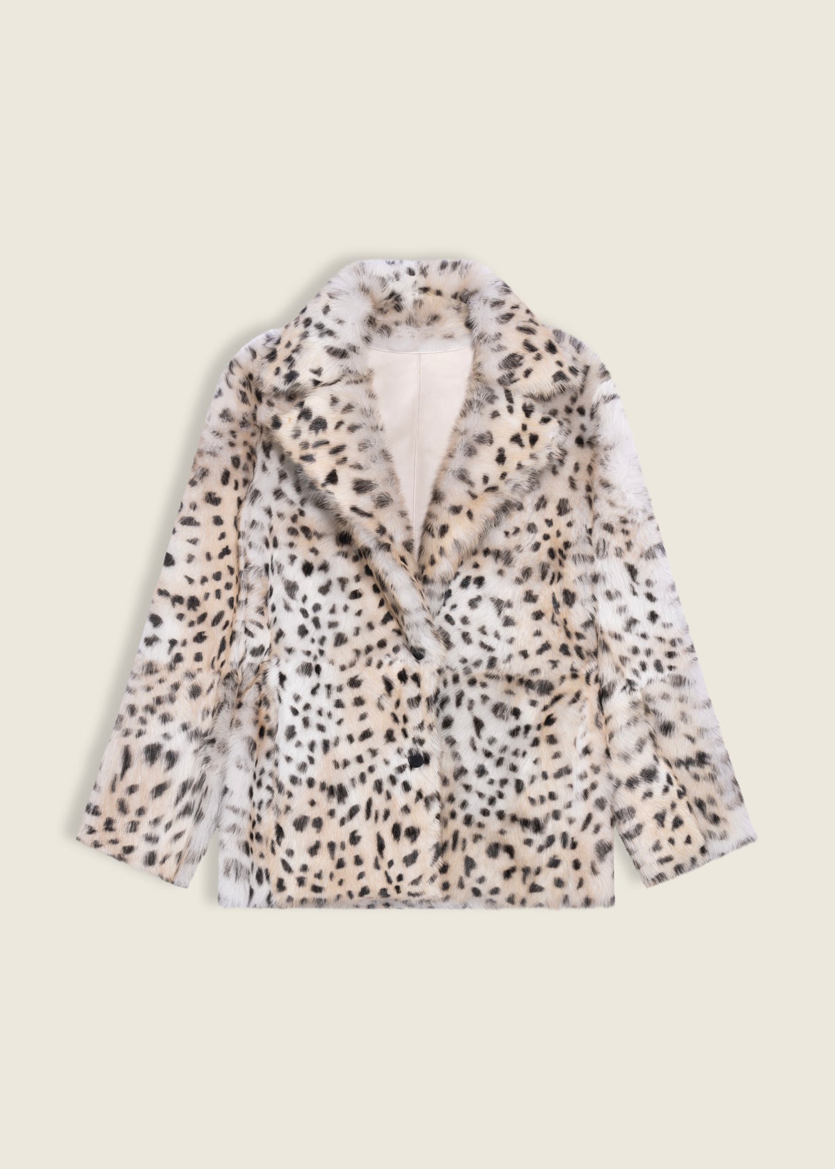Cynthia | Reversible Shearling Coat | Snow Leopard