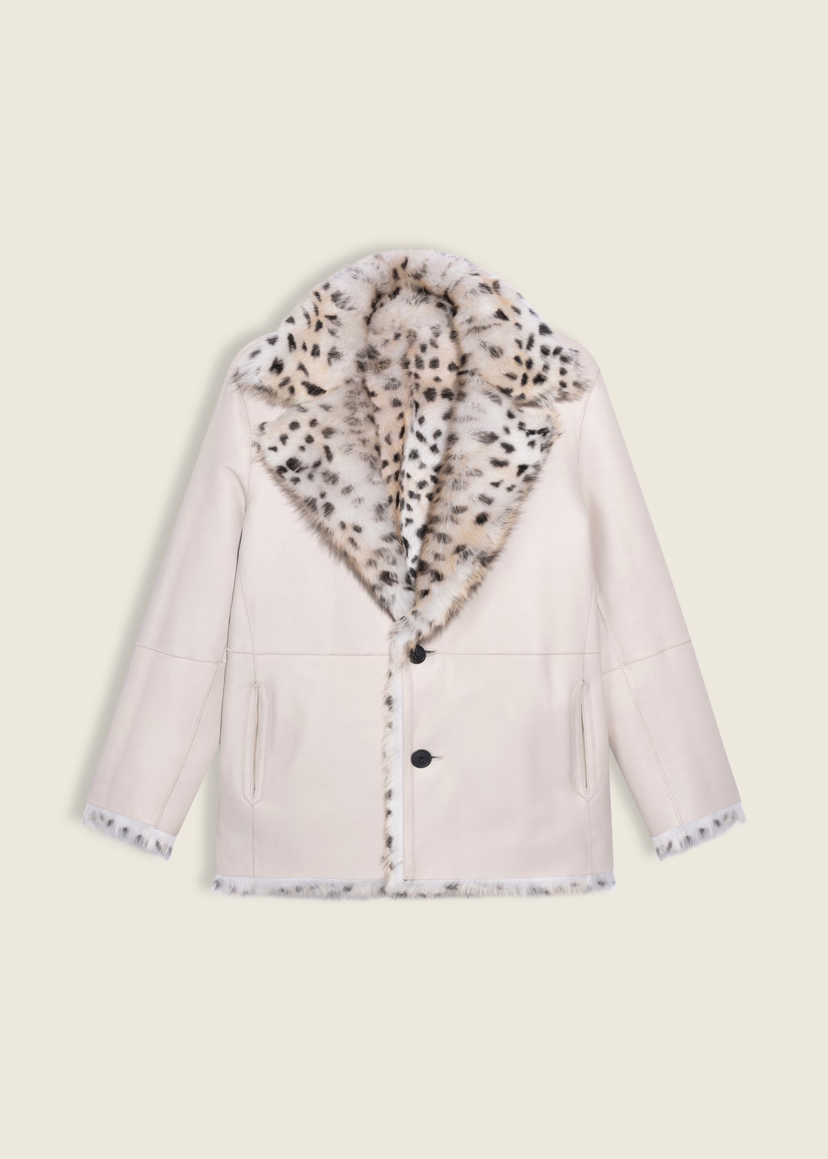 Cynthia | Reversible Shearling Coat | Snow Leopard