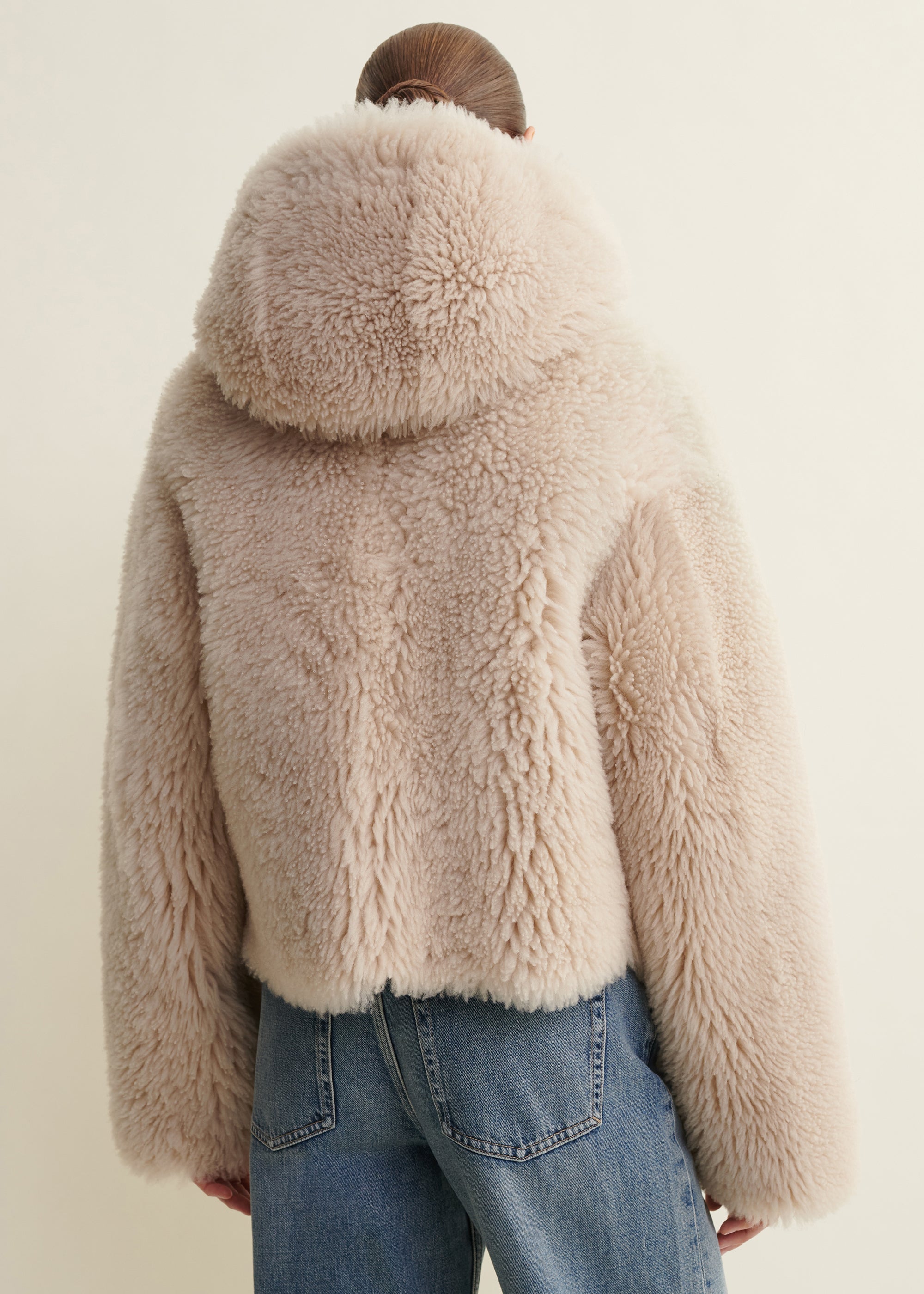 BIANCA | Hooded Shearling Jacket | Albaster