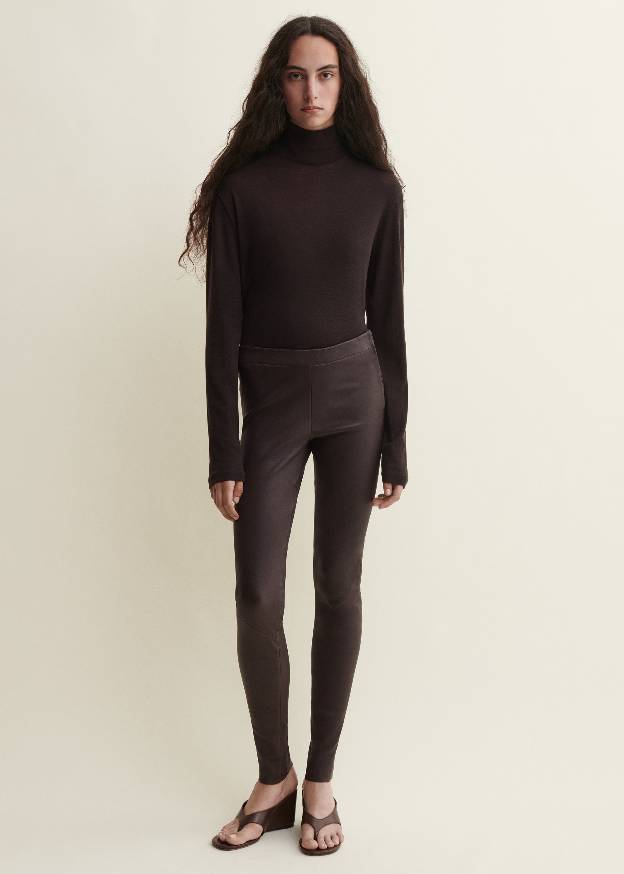 ROCHE | Leder Leggings | Coffee Bean