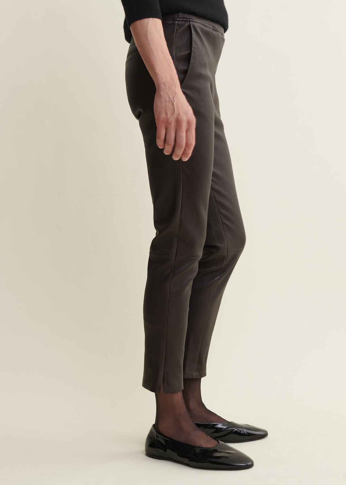 PROVENCE | Leather Cropped Trousers | Coffee Bean