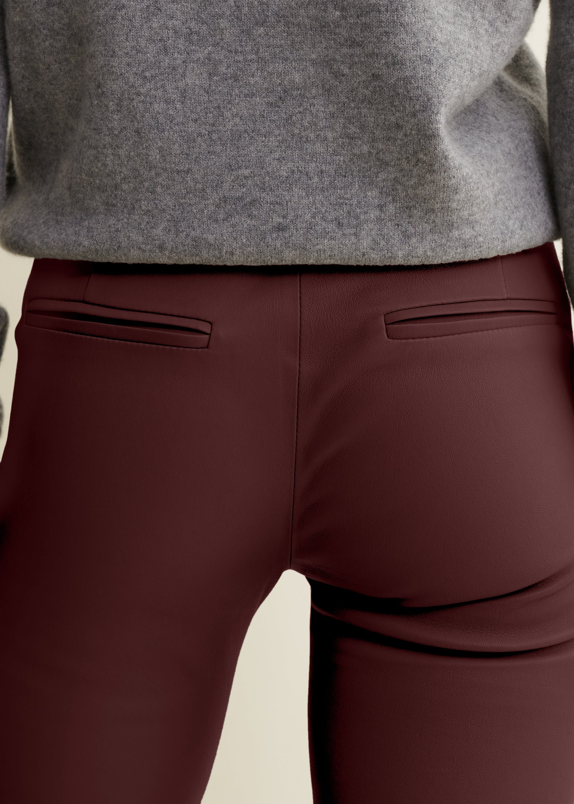 LIVELY | Leather Kick-Flare Trousers | Mahogany