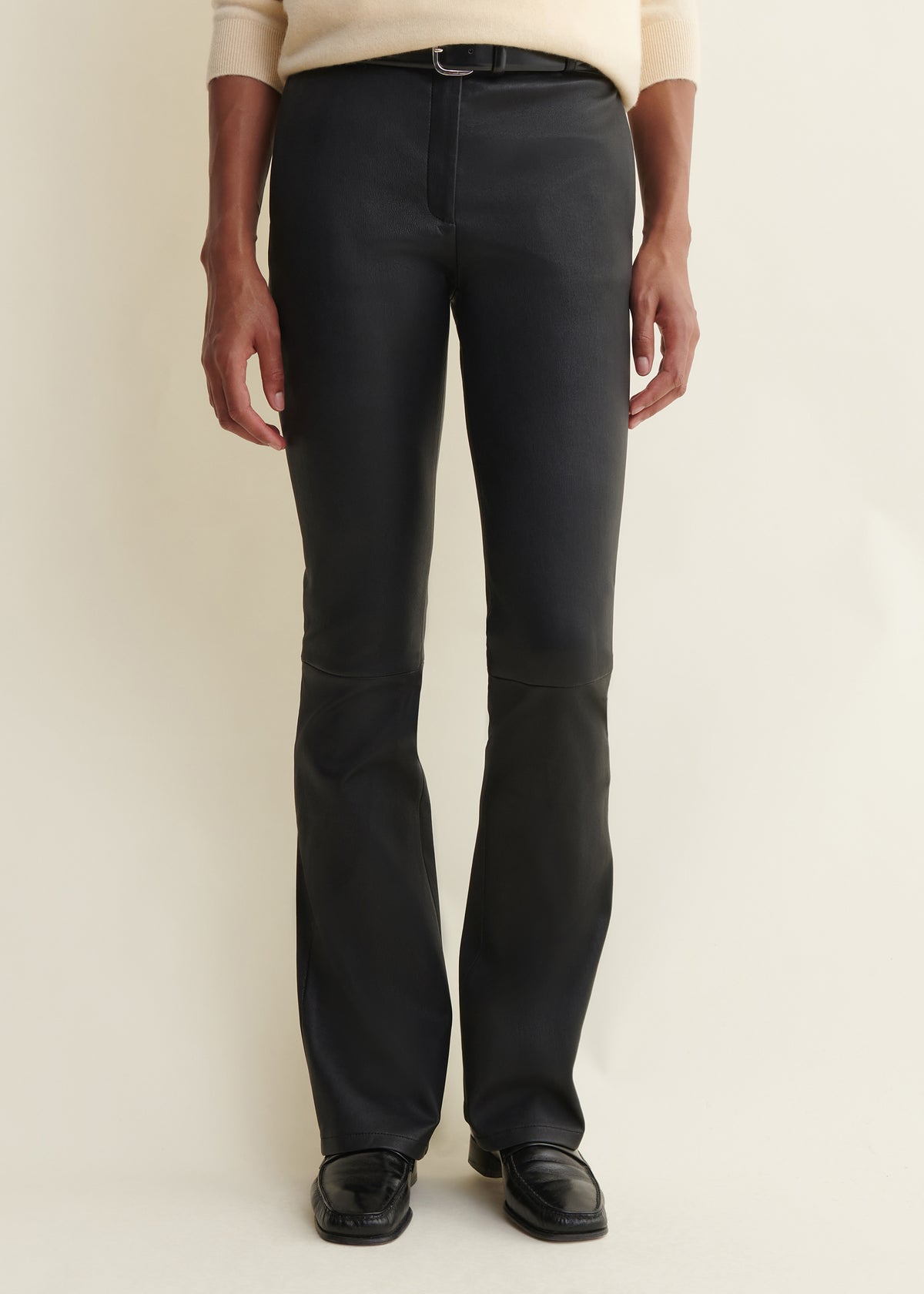 LUCIA | Leather Flare Trousers | Black