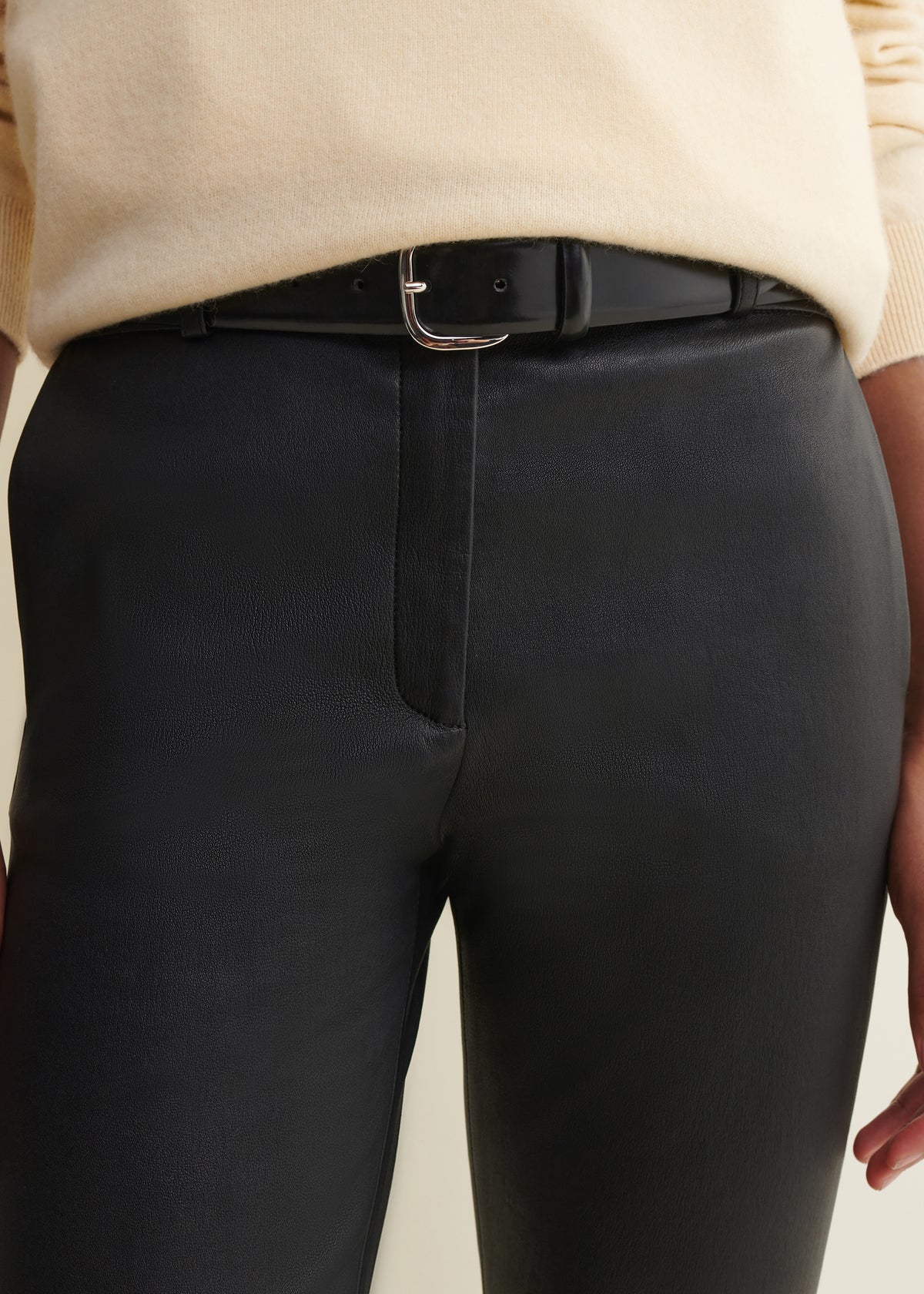 LUCIA | Leather Flare Trousers | Black