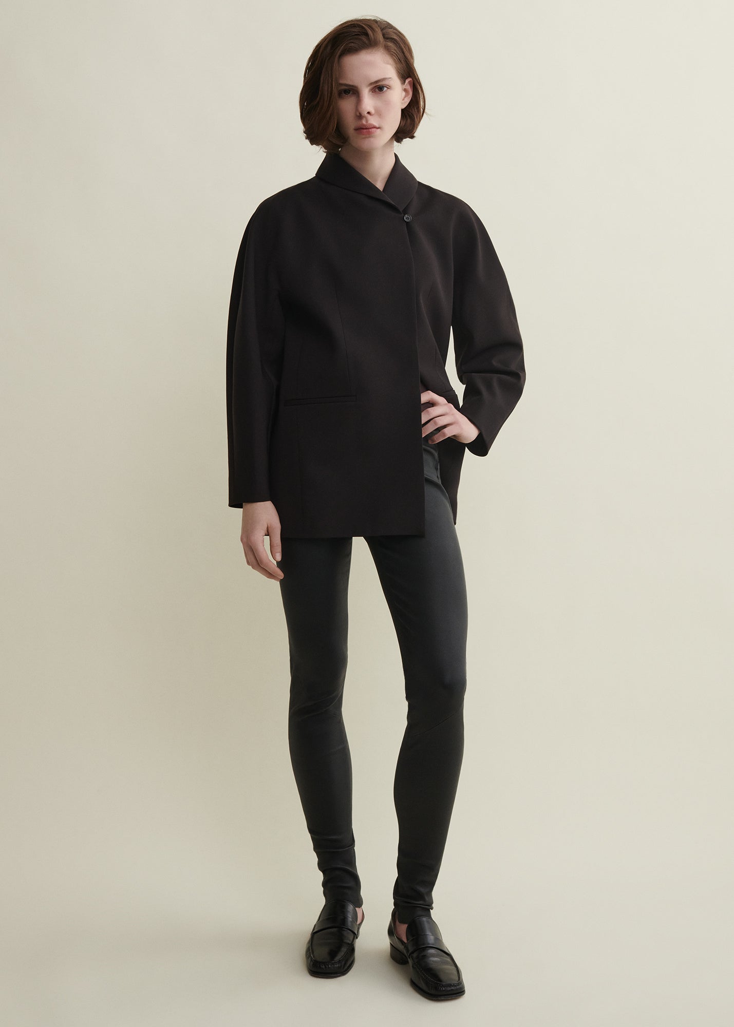 ROCHE | Leather Stretch Legging | Black