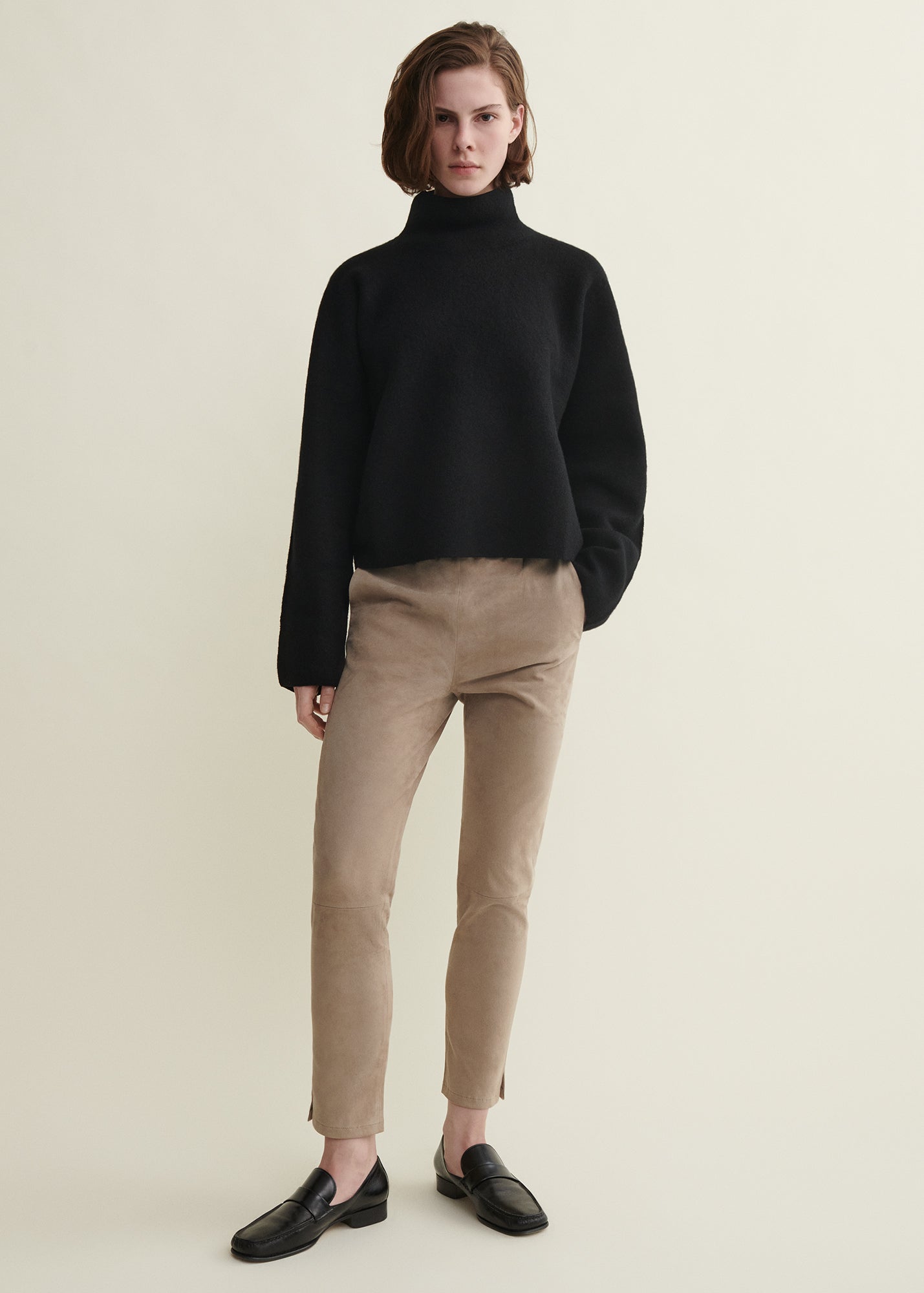 PROVENCE | Suede chino legging | Grey-Taupe