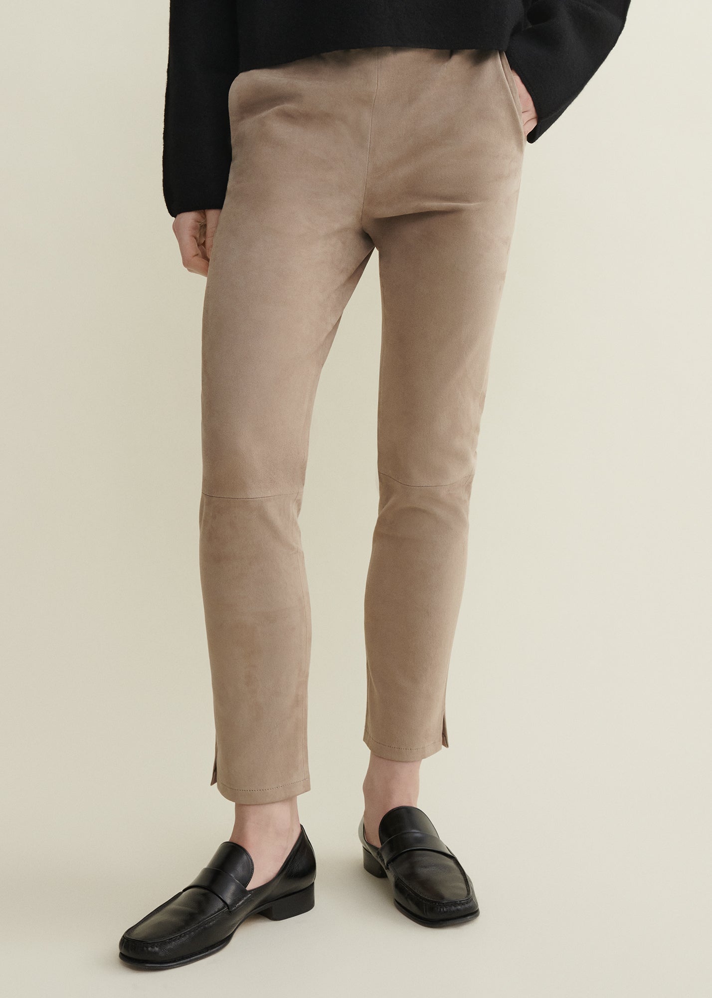 PROVENCE | Suede chino legging | Grey-Taupe