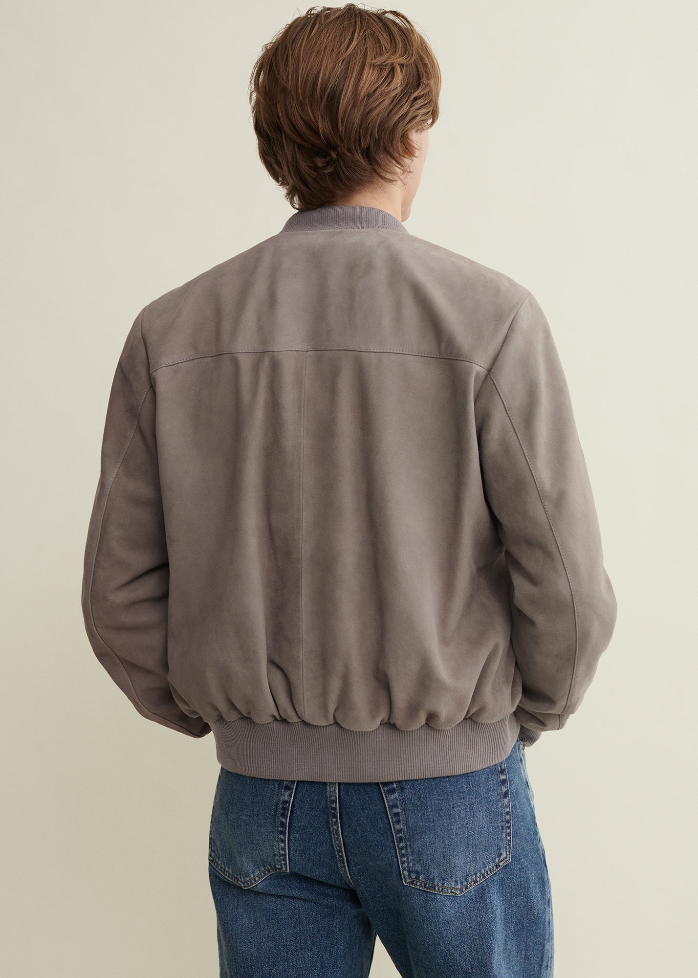 DIDIER | Suede Bomber Jacket | Grey-Taupe