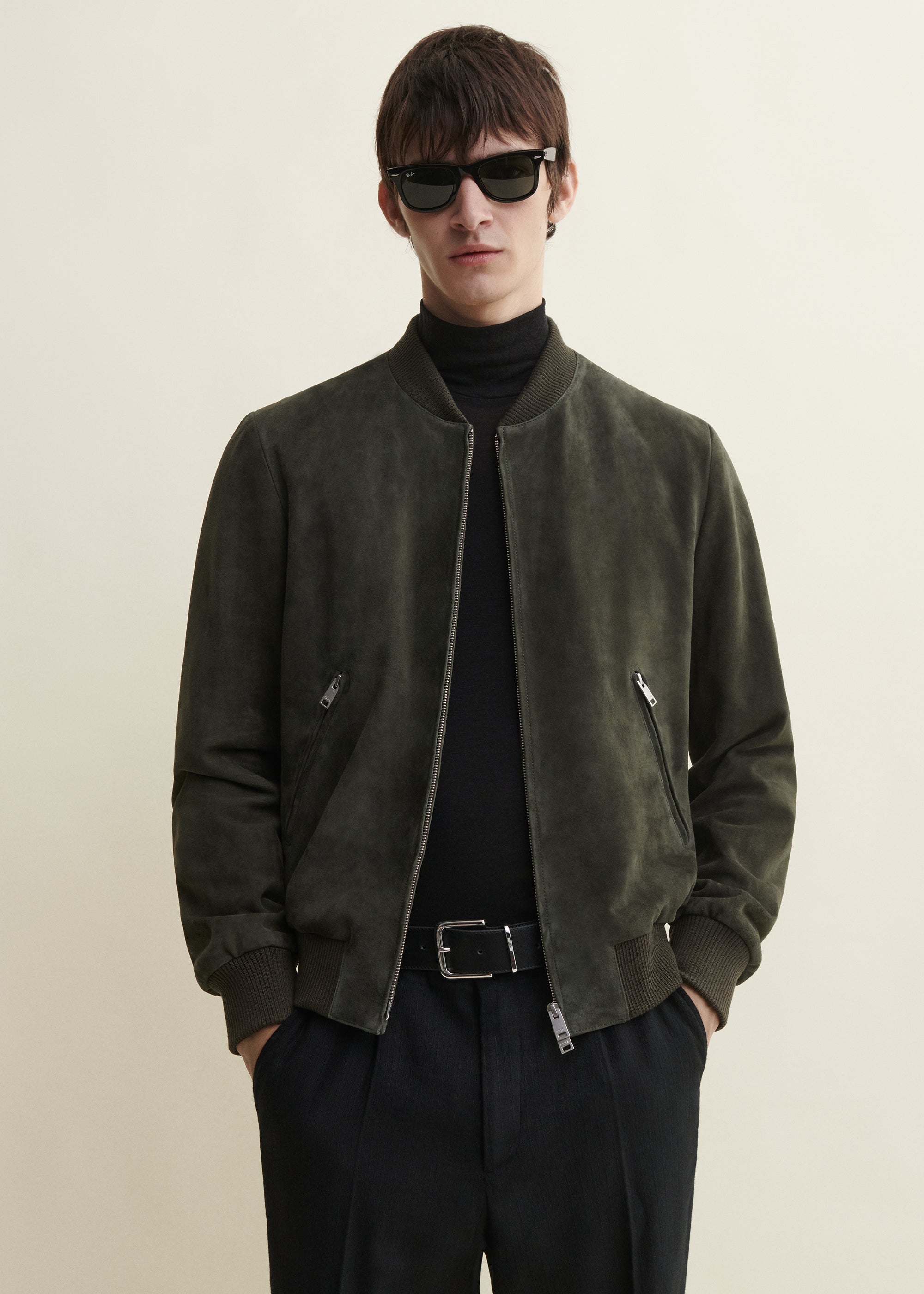 DIDIER | Suede Bomber Jacket | Dark Green