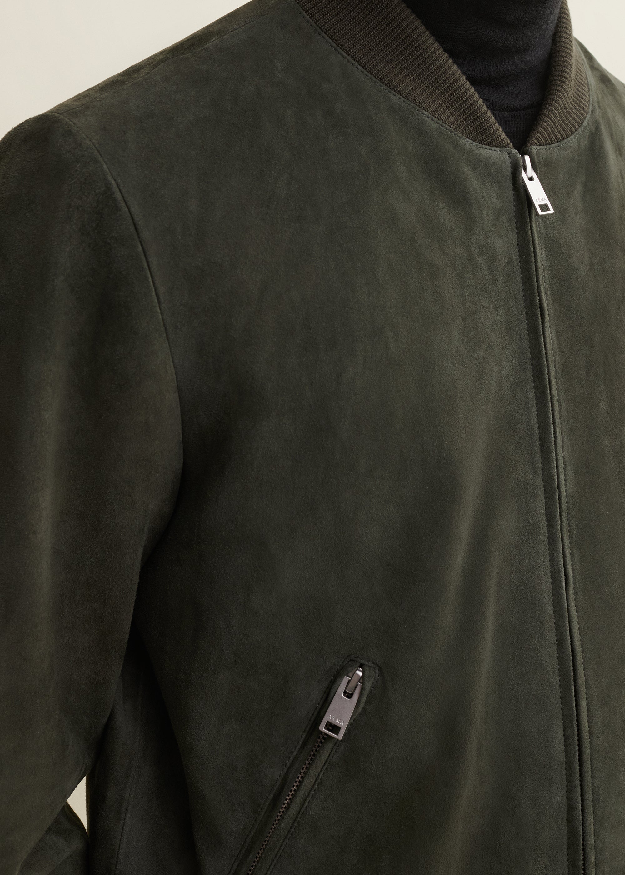 DIDIER | Suede Bomber Jacket | Dark Green