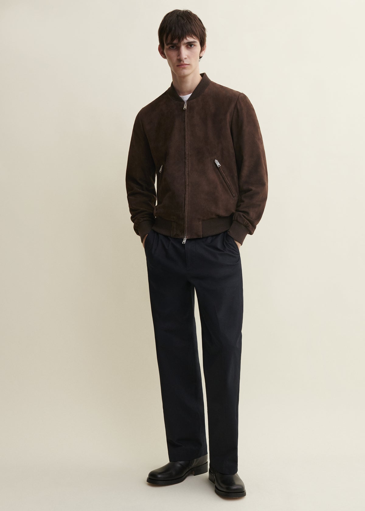 DIDIER | Suede Bomber Jacket | Mud Brown