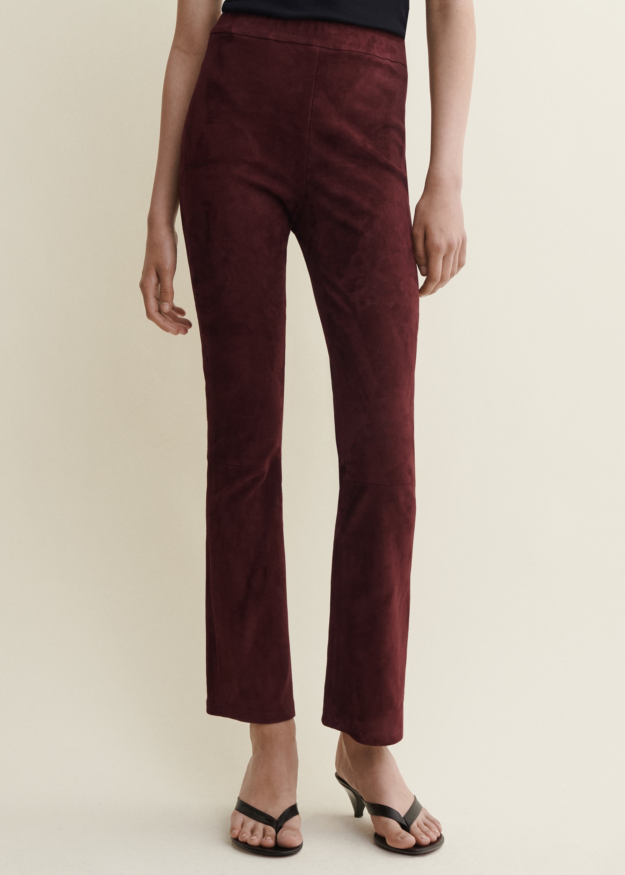 RIVER | Suede Cropped Trousers | Mahogany