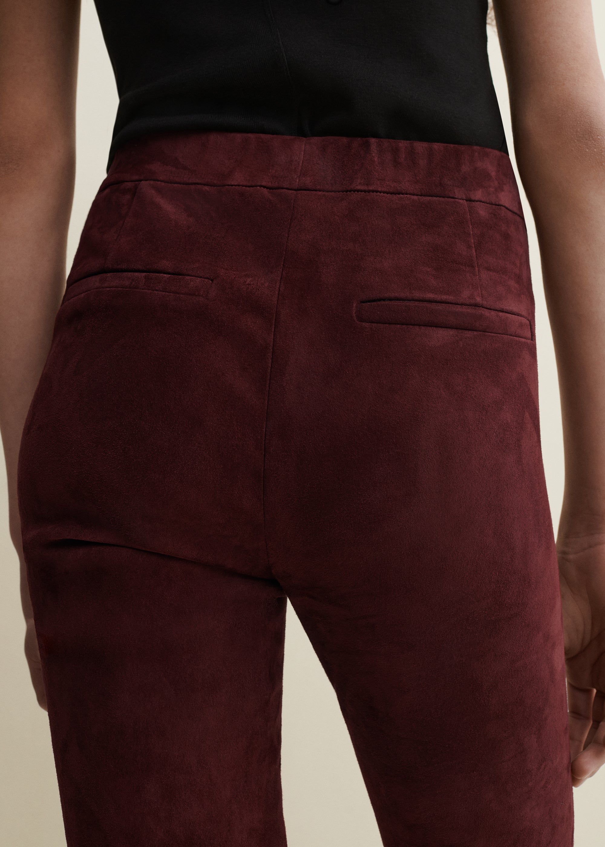 RIVER | Suede Cropped Trousers | Mahogany