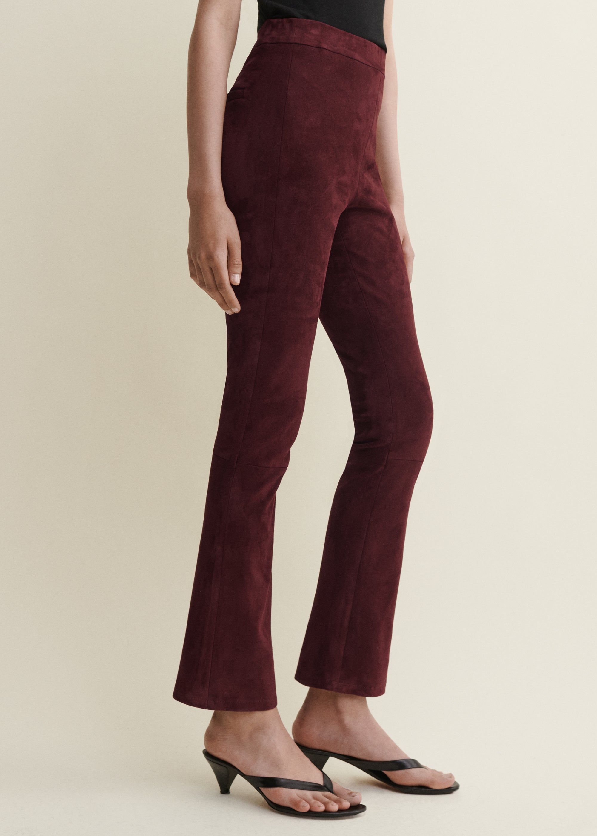 RIVER | Suede Cropped Trousers | Mahogany