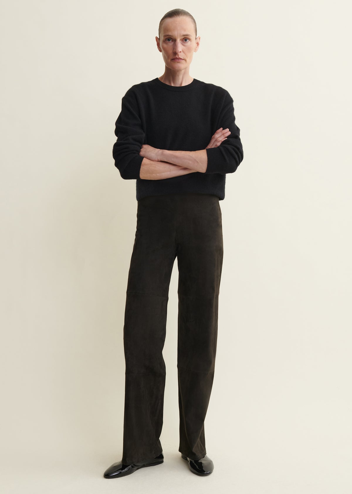 KARINA | Suede Straight Trousers | Iron