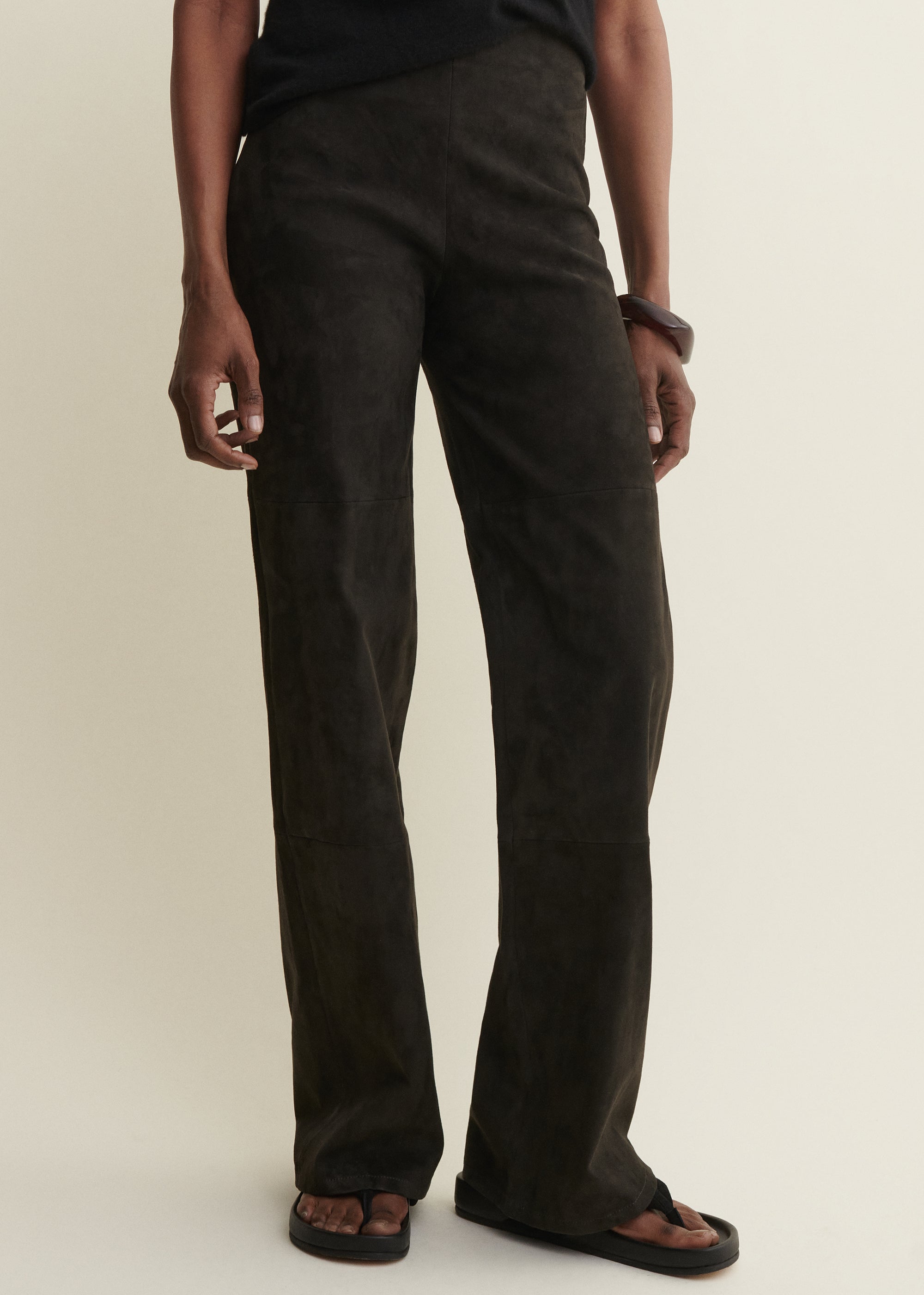 KARINA | Suede Straight Trousers | Iron