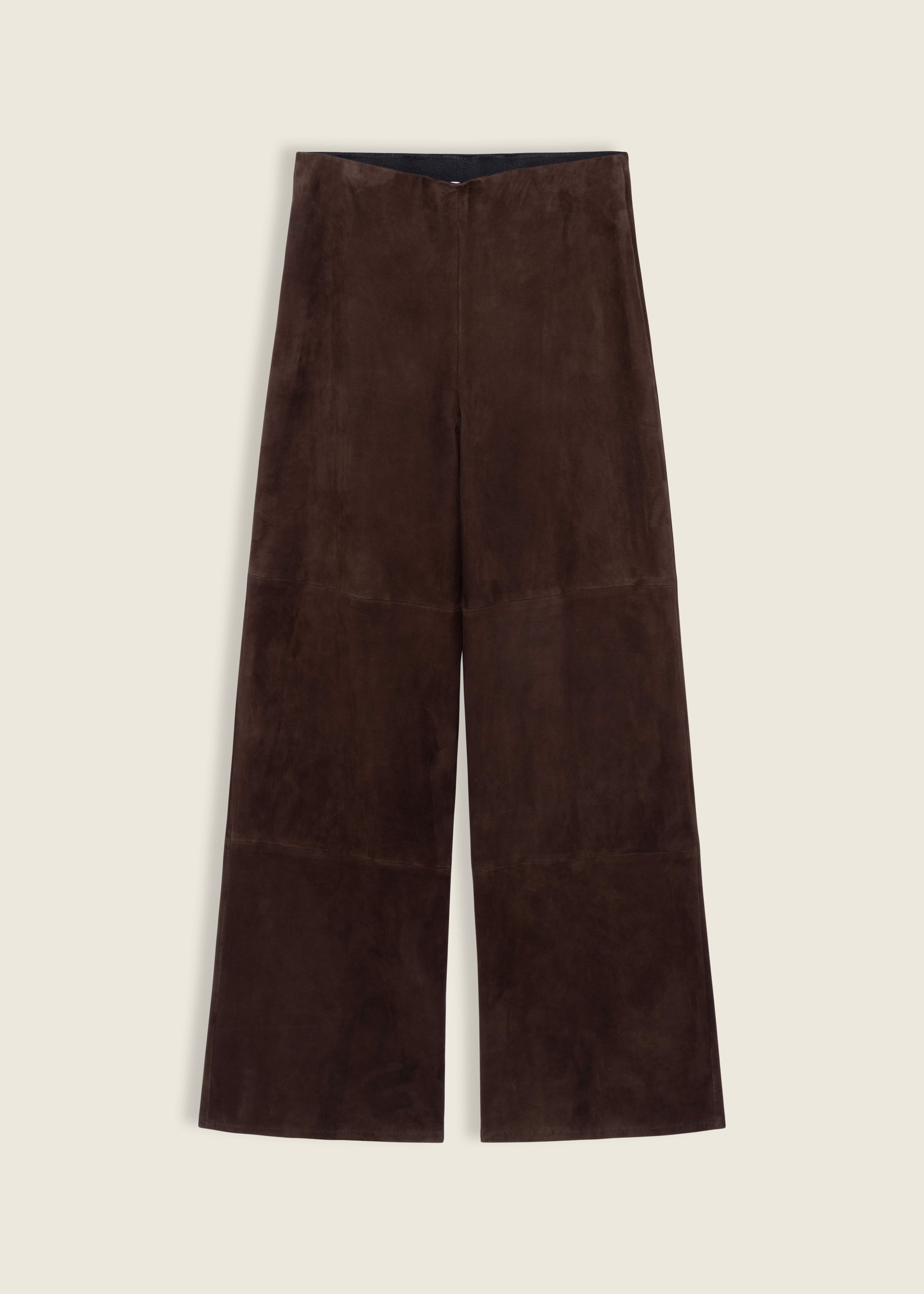KARINA | Suede Straight Trousers | Mud Brown